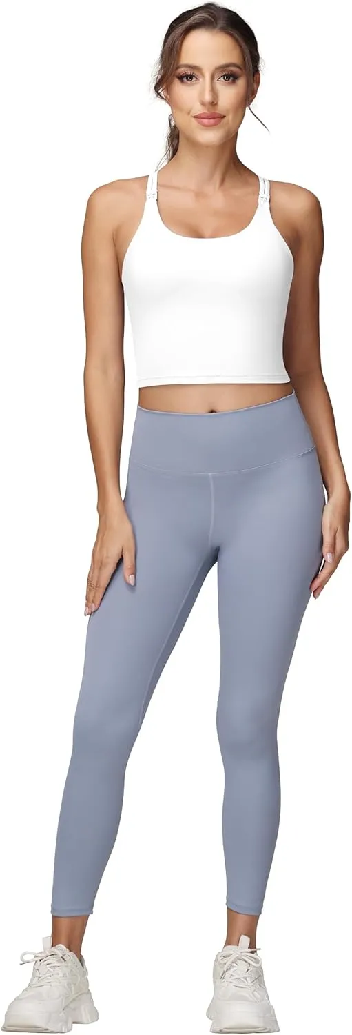 Foucome Nursing Tank Tops for Breastfeeding Longline Nursing Sports Bra Cross Back Workout Crop Top with Built in Bra