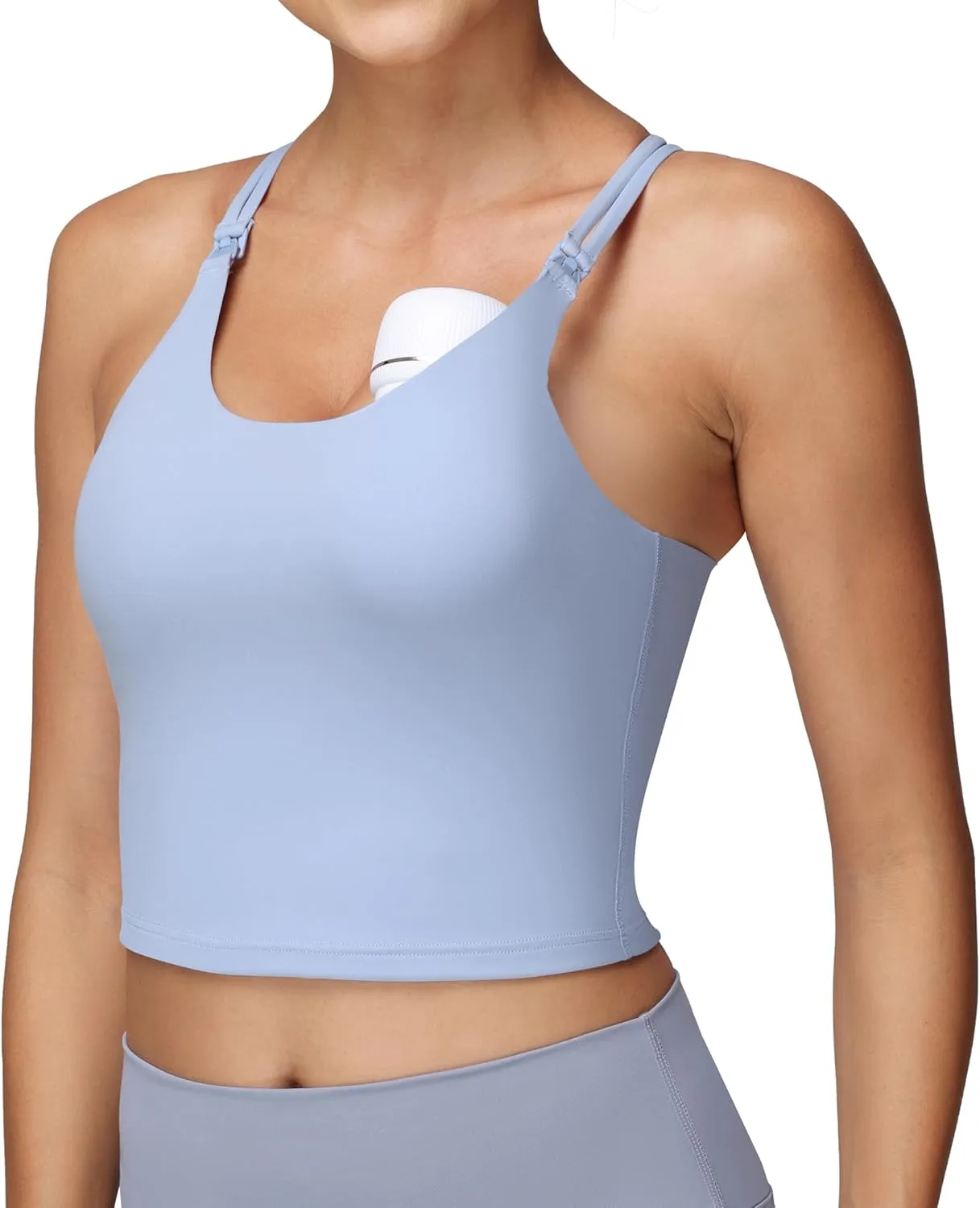 Foucome Nursing Tank Tops for Breastfeeding Longline Nursing Sports Bra Cross Back Workout Crop Top with Built in Bra