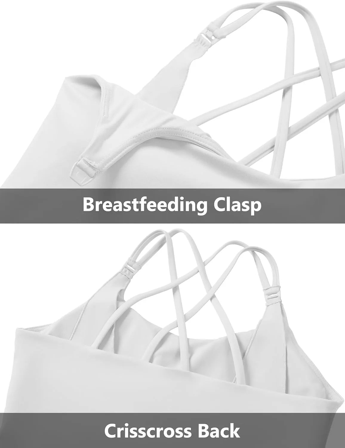 Foucome Nursing Tank Tops for Breastfeeding Longline Nursing Sports Bra Cross Back Workout Crop Top with Built in Bra