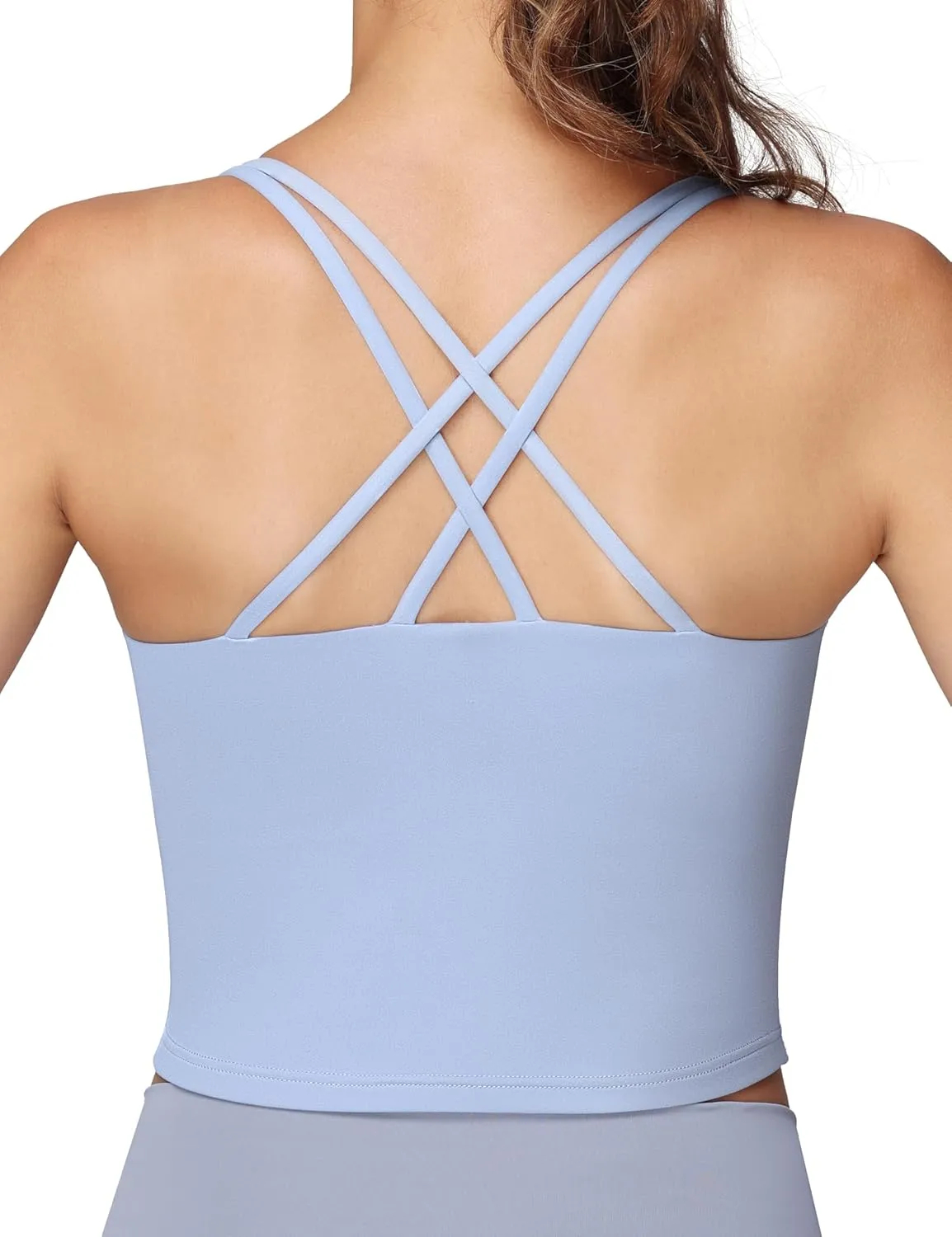 Foucome Nursing Tank Tops for Breastfeeding Longline Nursing Sports Bra Cross Back Workout Crop Top with Built in Bra