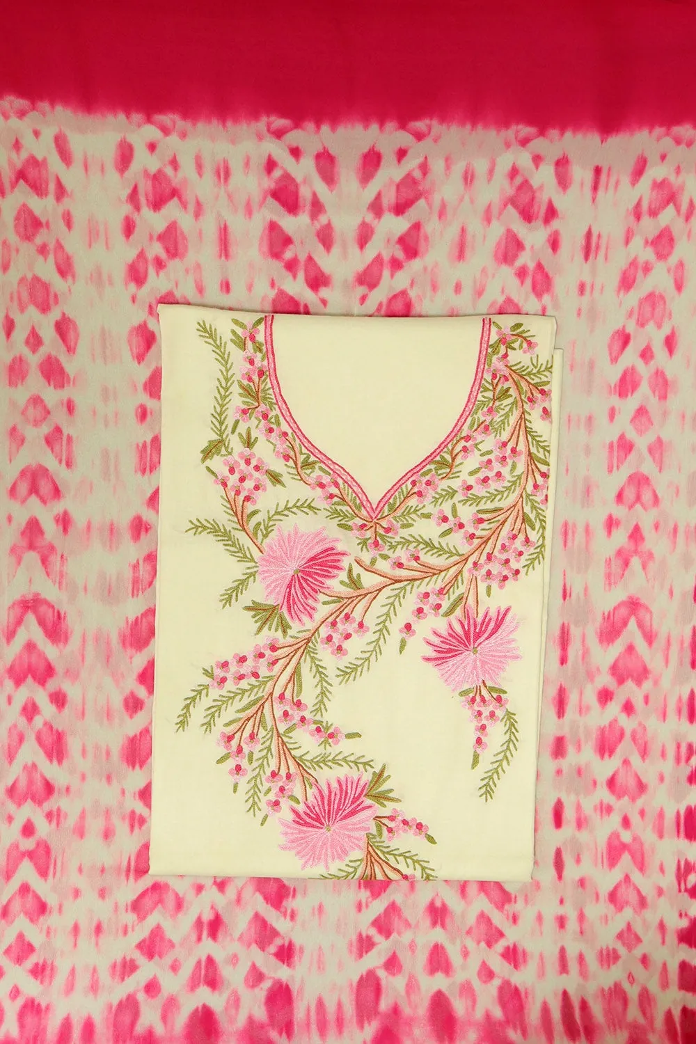 Fresh Lemonish Yellow Colour Cotton Suit With Beautiful Kashmiri Embroidery Definitely Add Elegance.