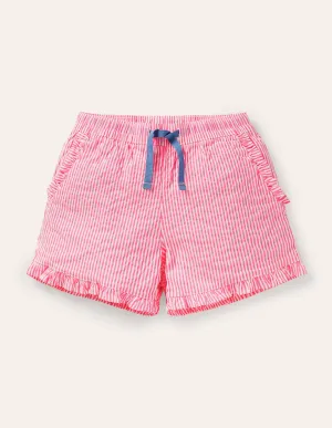 Frill Hem Shorts-Party Pink Ticking