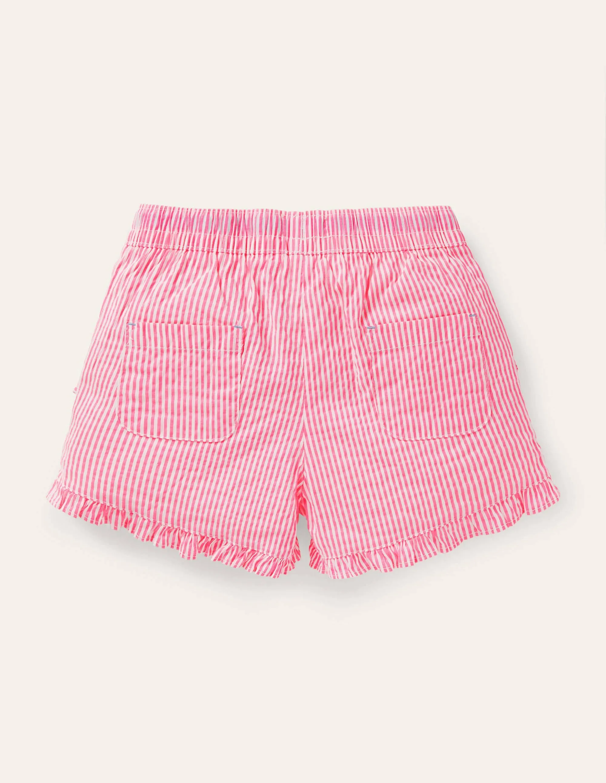 Frill Hem Shorts-Party Pink Ticking
