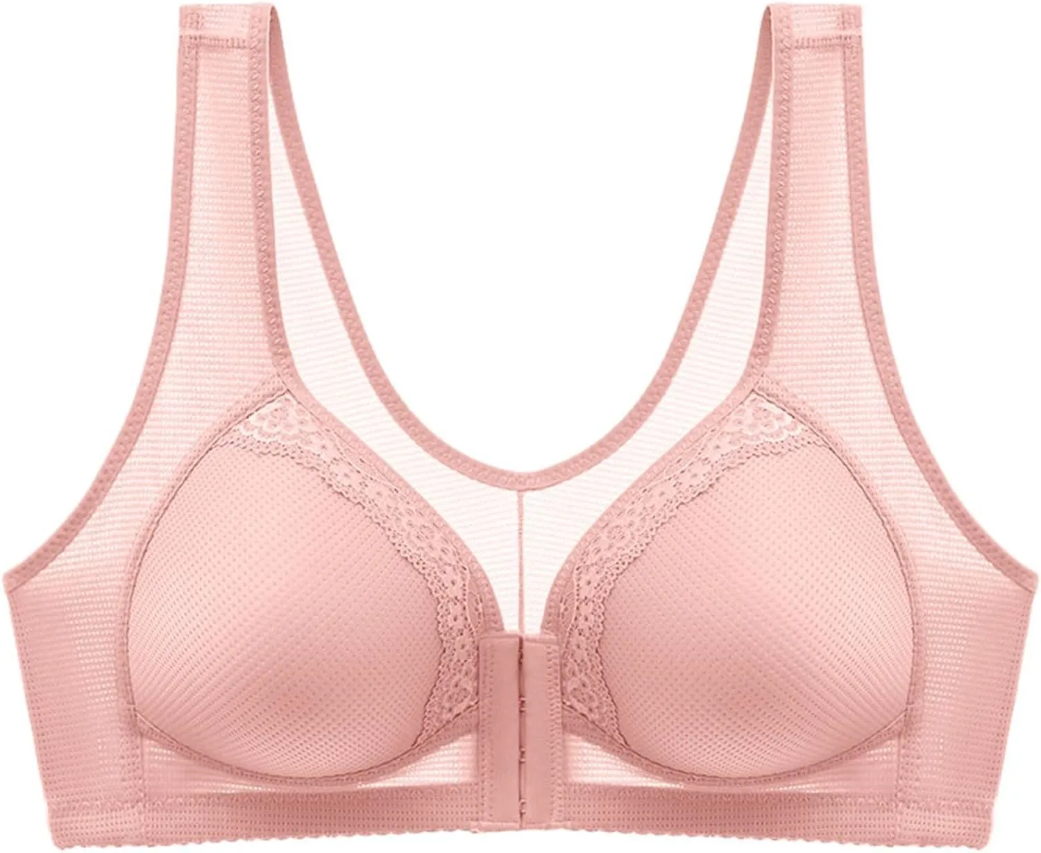 Front Button Large Size Wire-Free Bra for Large Breasts Comfortable Seamless Breathable and Easy to Wear Underwear