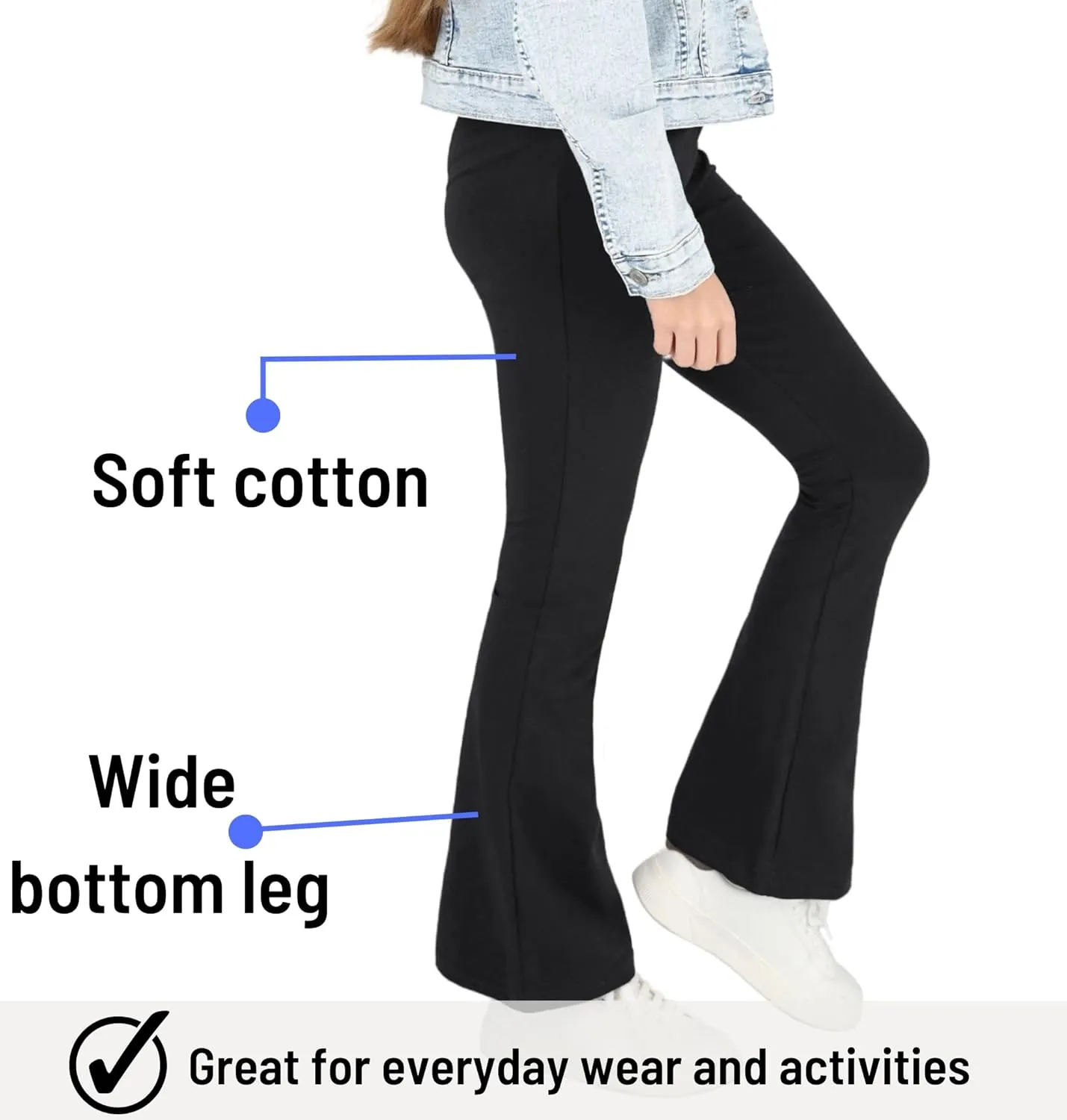 FUTURO FASHION Flared Leggings for Girls Kids Flare Pants Yoga Bootcut Casual Dance Cotton Leggings Girls Bell Bottom
