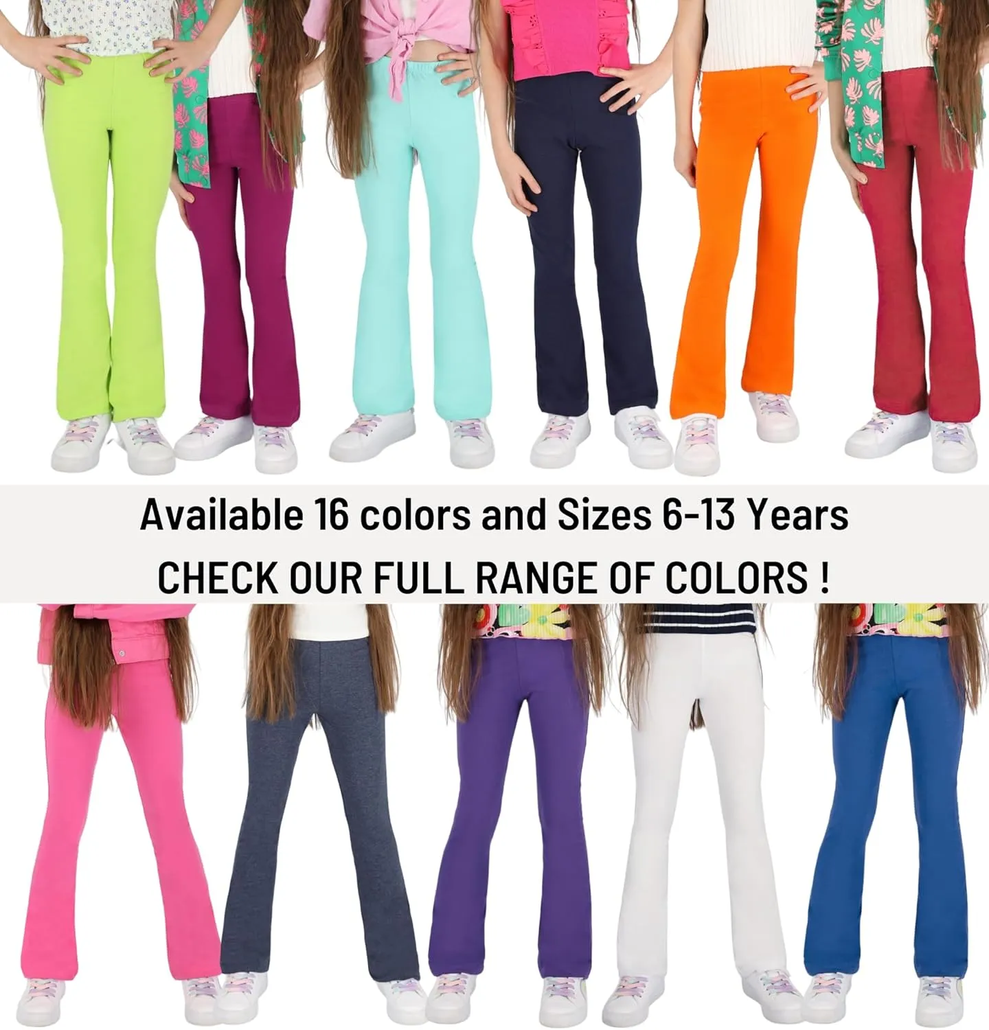 FUTURO FASHION Flared Leggings for Girls Kids Flare Pants Yoga Bootcut Casual Dance Cotton Leggings Girls Bell Bottom