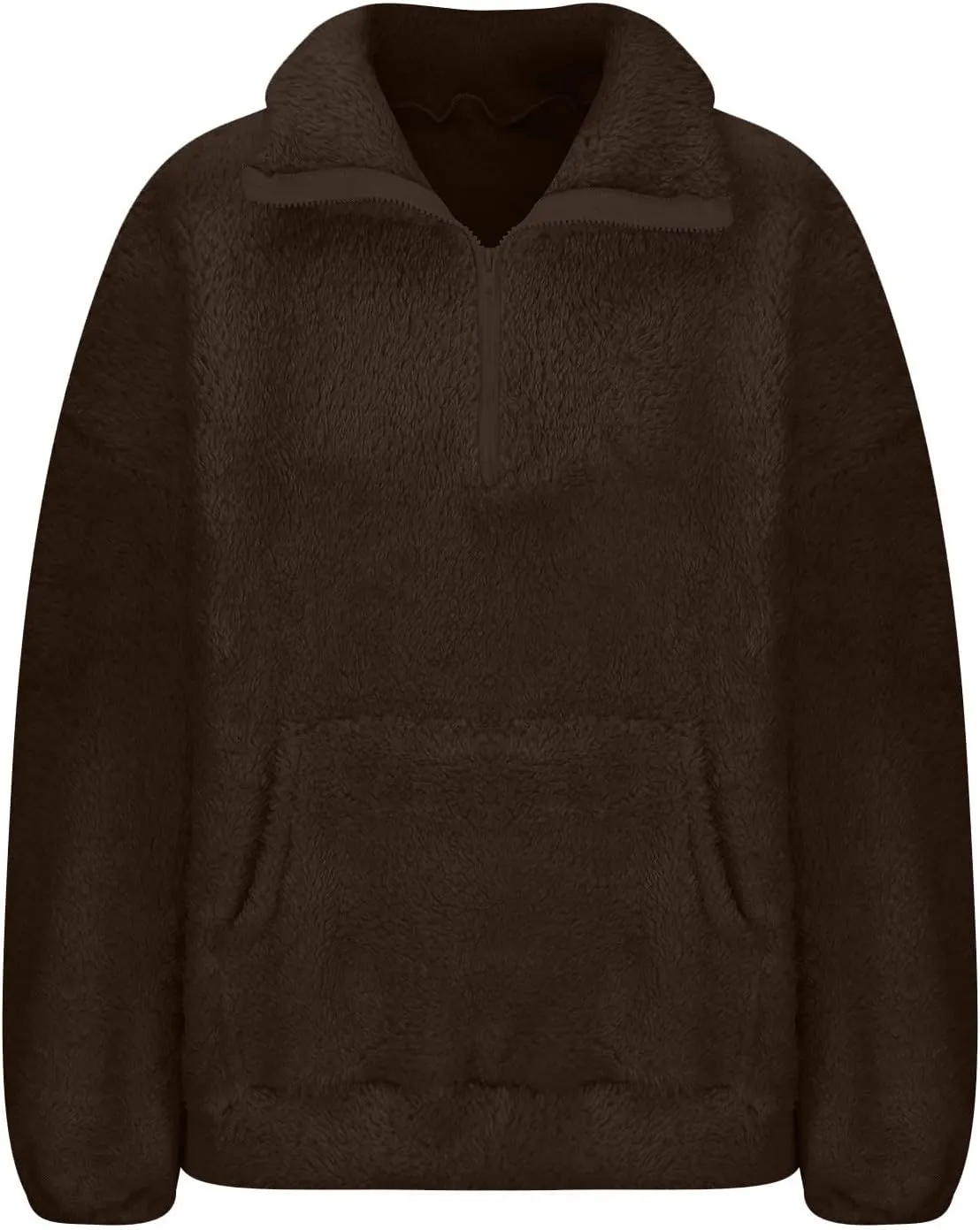 Fuzzy Fleece Sweatshirt For Women Casual Loose Half Zip Up Sherpa Pullover Sweater Warm Fall Winter Outfits