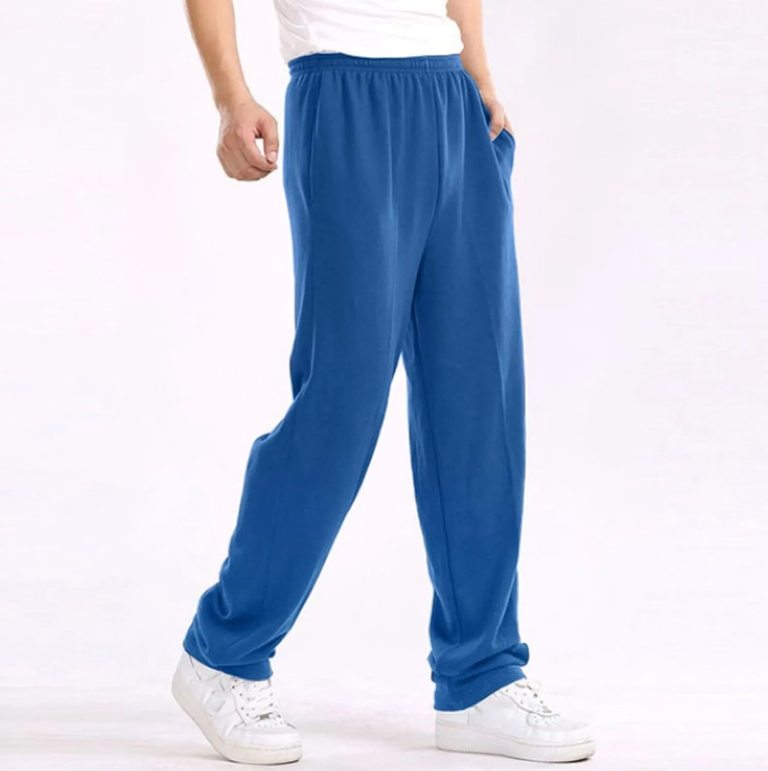 FZVYD Mens Sweatpants Pants Casual Jogging Sports Elastic Lightweight Wide Leg Long Straight Lounge Trousers with Pockets
