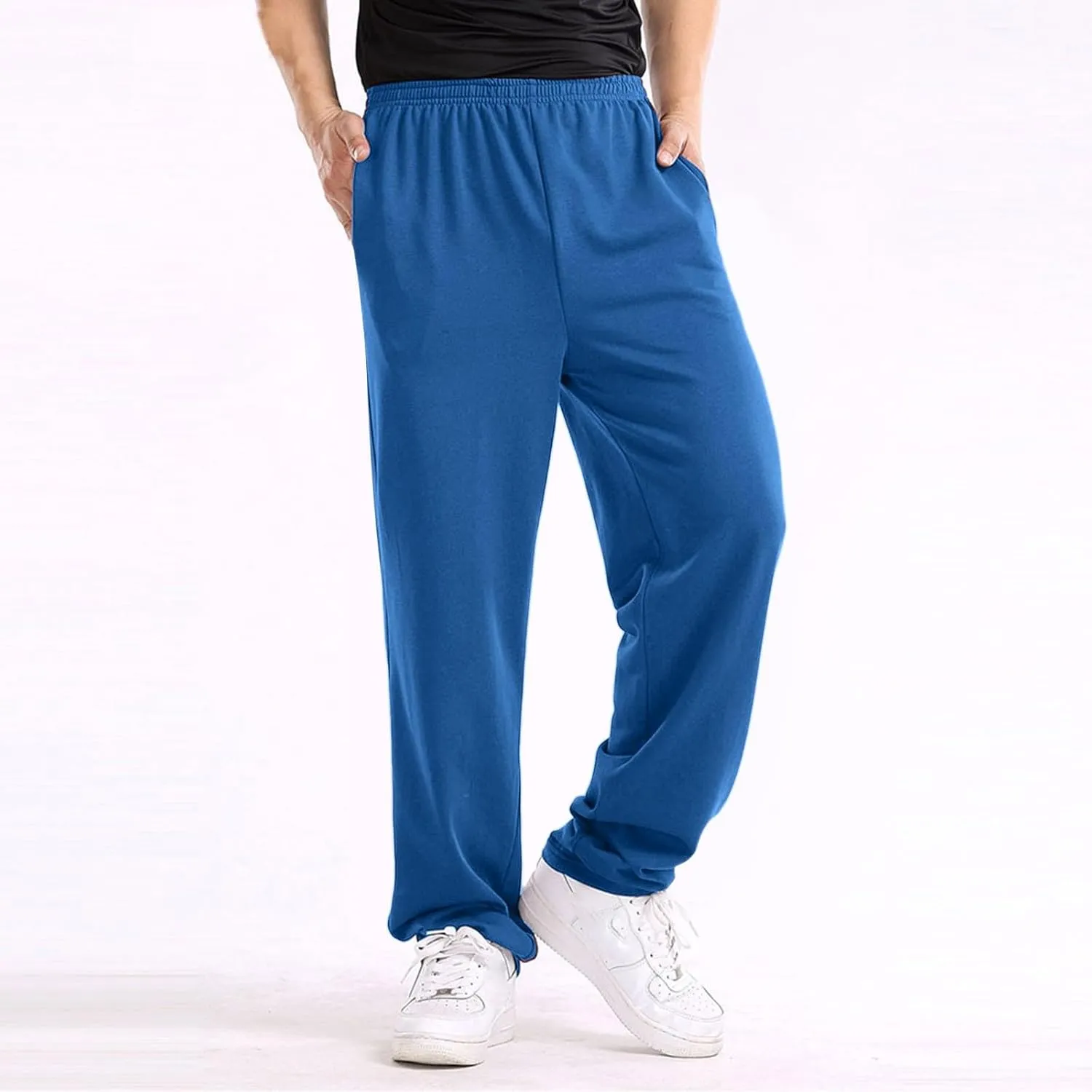 FZVYD Mens Sweatpants Pants Casual Jogging Sports Elastic Lightweight Wide Leg Long Straight Lounge Trousers with Pockets