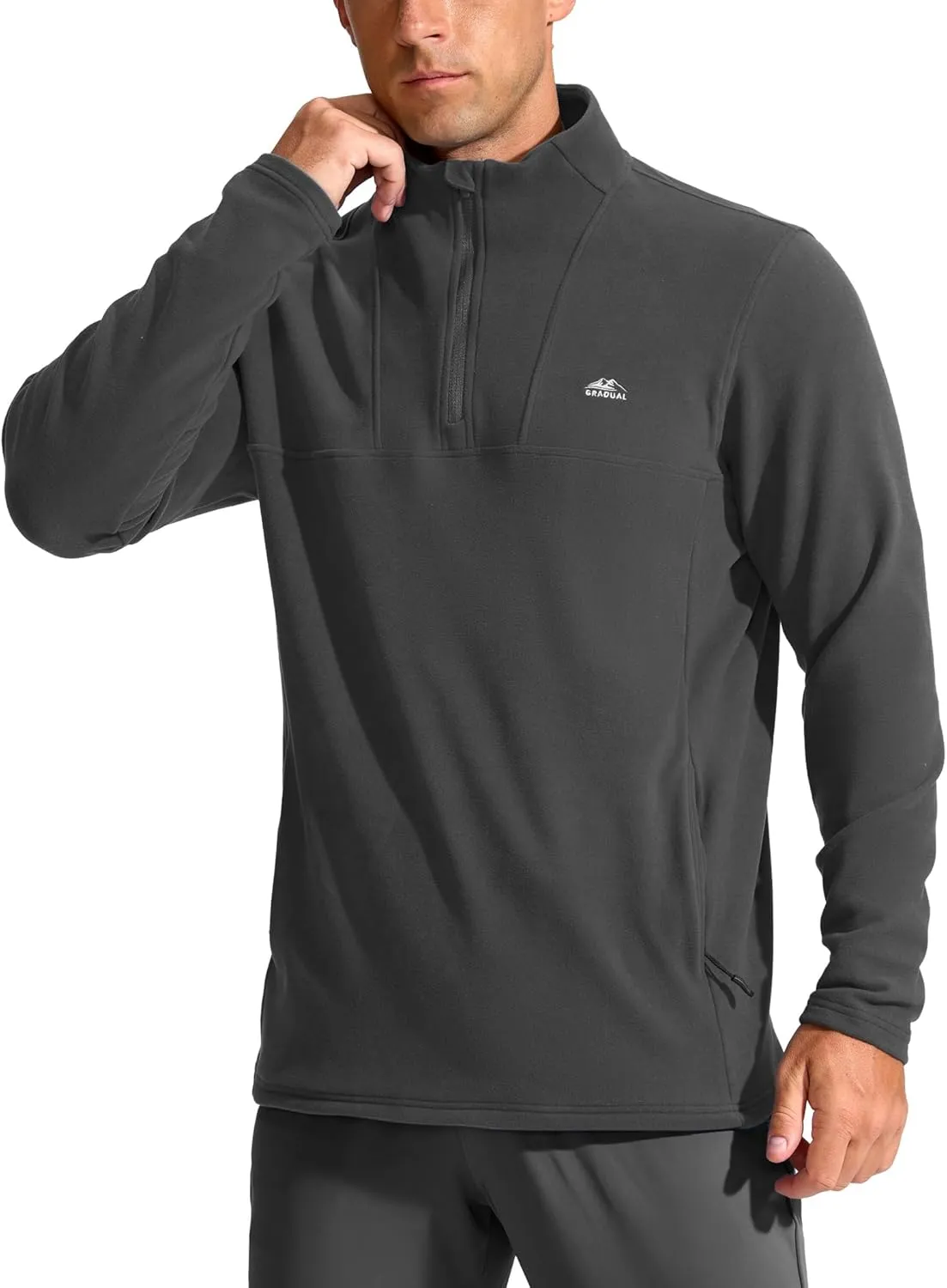 G Gradual Men's Quarter Zip Pullover with Zipper Pocket Fleece Lined Warm Sweater Golf Hiking Outdoor Lightweight Sweatshirt