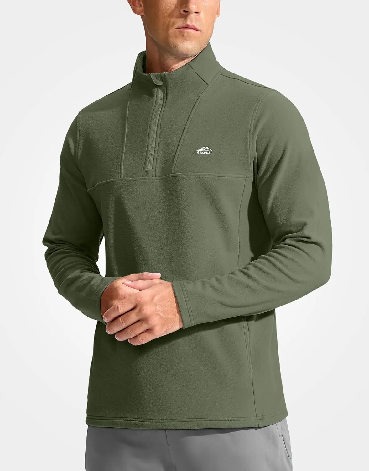 G Gradual Men's Quarter Zip Pullover with Zipper Pocket Fleece Lined Warm Sweater Golf Hiking Outdoor Lightweight Sweatshirt