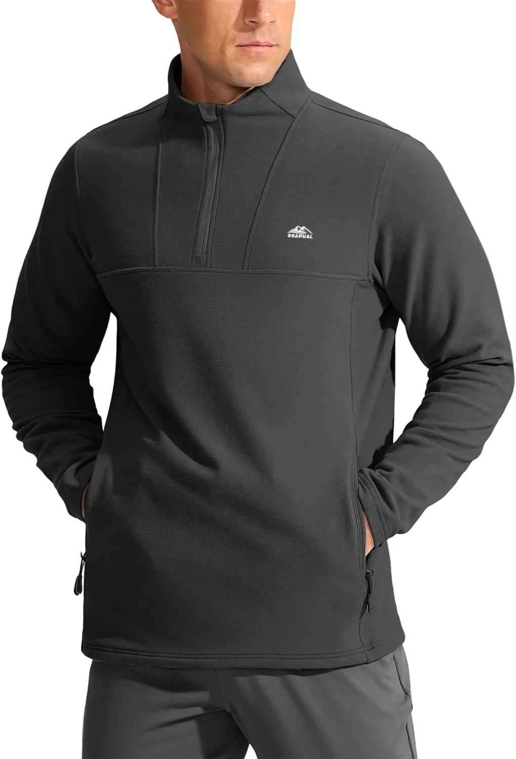 G Gradual Men's Quarter Zip Pullover with Zipper Pocket Fleece Lined Warm Sweater Golf Hiking Outdoor Lightweight Sweatshirt