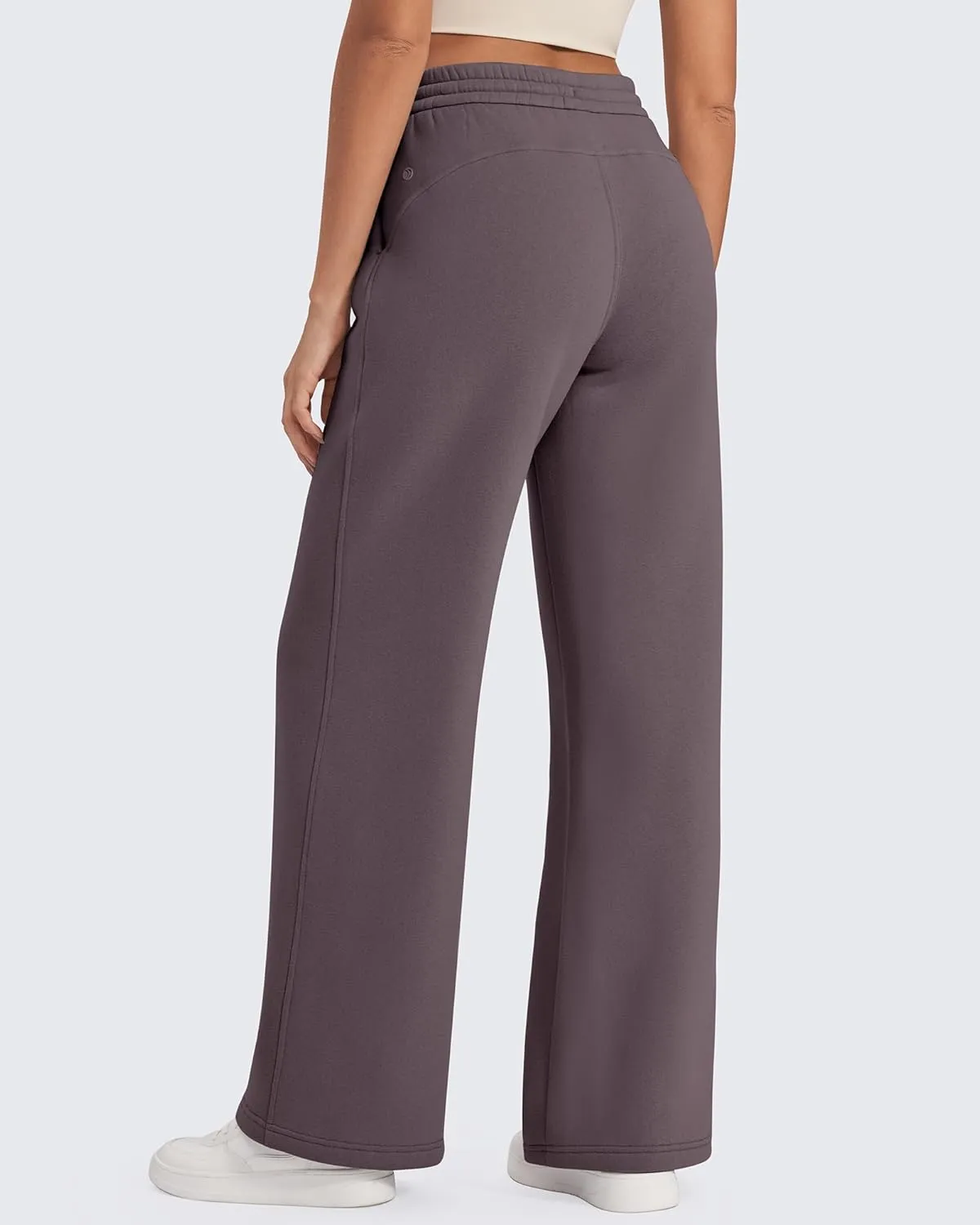 G4Free Fleece Lined Pants Women Drawstring Waist Wide Leg Pants Winter Warm Lounge Sweatpants with Pockets 29''/31''/33''