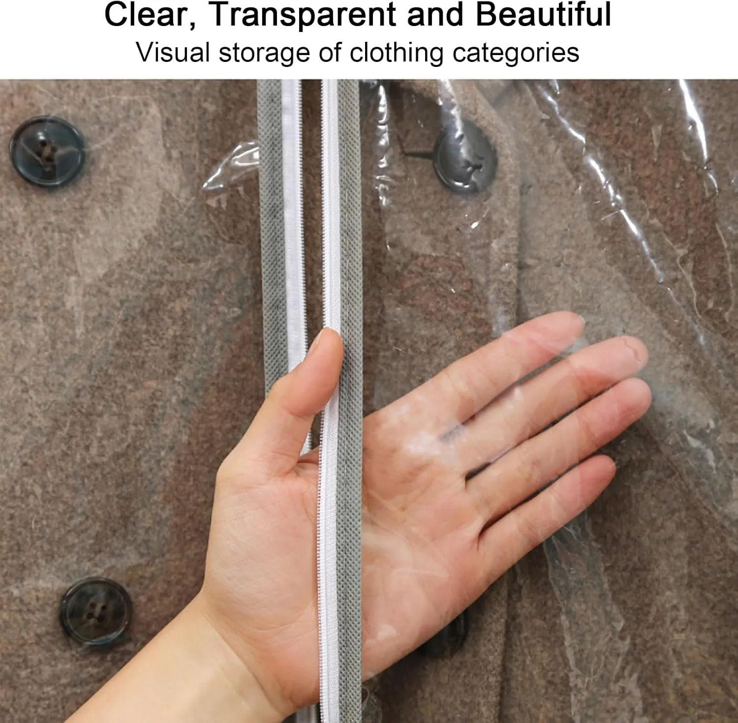 Garment Bags, Clothes Cover, Transparent Design, Closed Bottom, Hanging Storage, Suitable for Suits, Coats, Sweaters(White,60x130x10cm x51x4in)