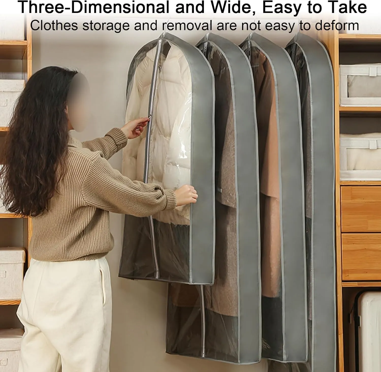 Garment Bags, Clothes Cover, Transparent Design, Closed Bottom, Hanging Storage, Suitable for Suits, Coats, Sweaters(White,60x130x10cm x51x4in)
