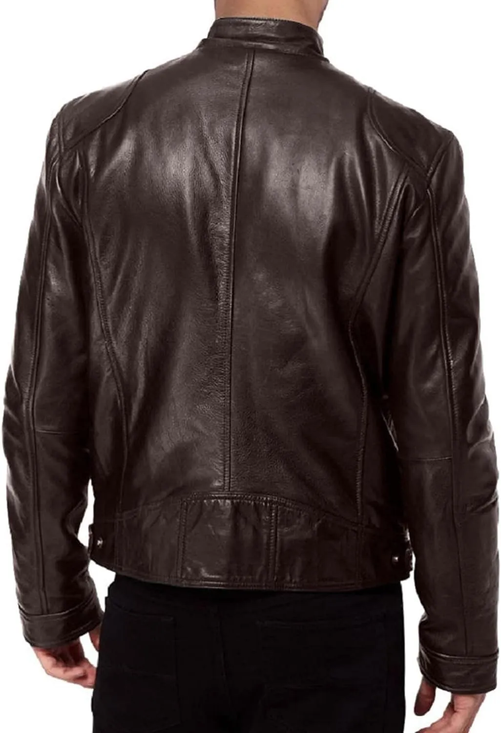 Genuine Leather Jacket Men Biker Lambskin Bomber Real Motorcycle Coat
