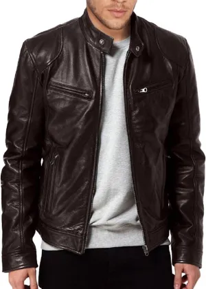 Genuine Leather Jacket Men Biker Lambskin Bomber Real Motorcycle Coat