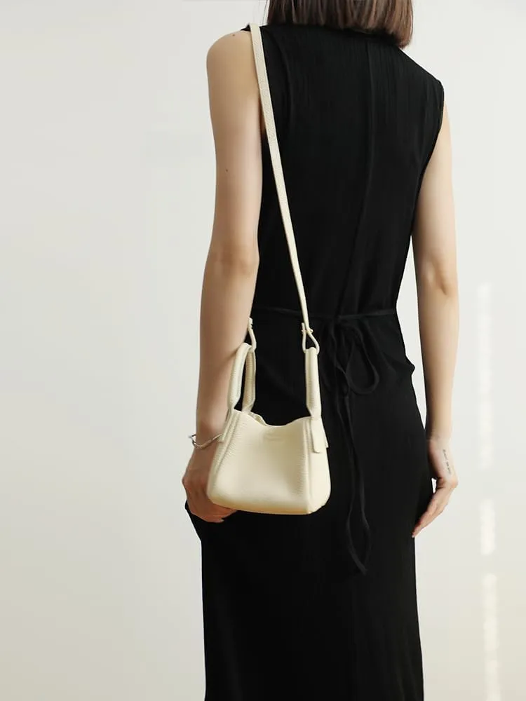 Genuine Leather Shoulder Crossbody Bag Handbag for Women Hobo Personalized Basket Bucket Bag Versatile Large Capacity Chic