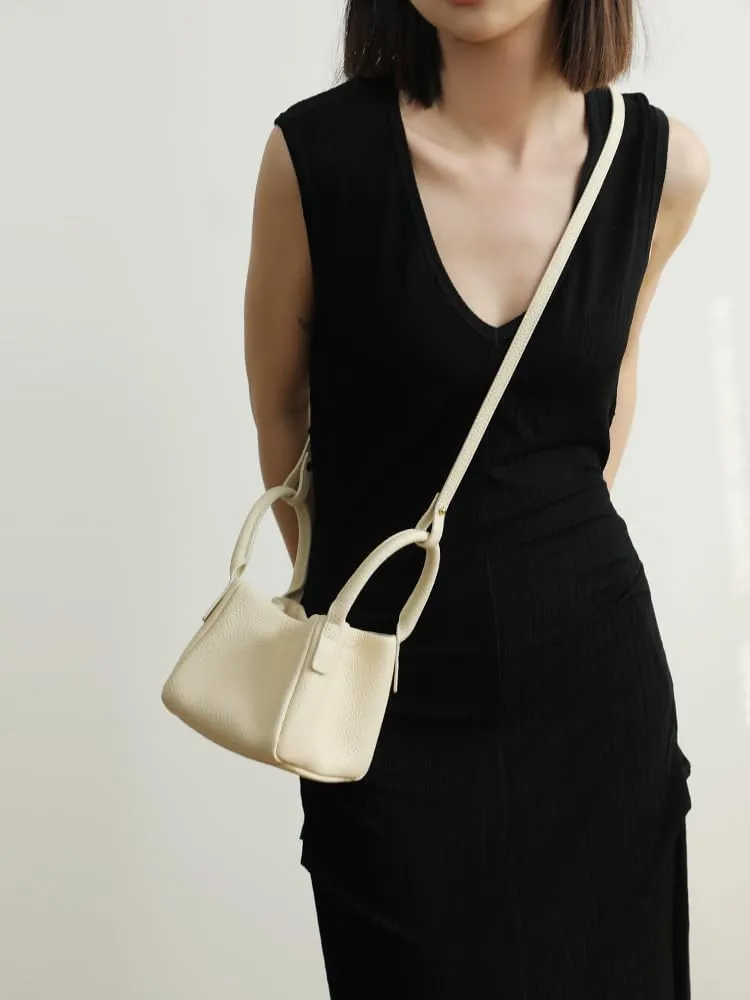 Genuine Leather Shoulder Crossbody Bag Handbag for Women Hobo Personalized Basket Bucket Bag Versatile Large Capacity Chic