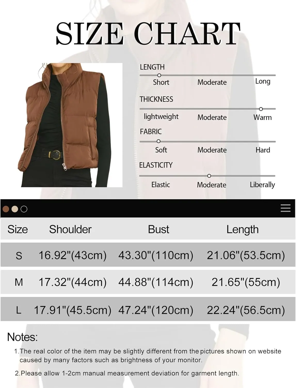 Gihuo Women's Winter Cropped Puffer Vest Stand Collar Zip Up Sleeveless Padded Jacket Lightweight Outerwear