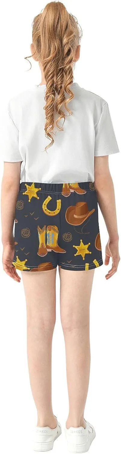 Girls Athletic Shorts Golden Horseshoe Summer Casual Girls Sports Shorts with Pockets for 7-15Y