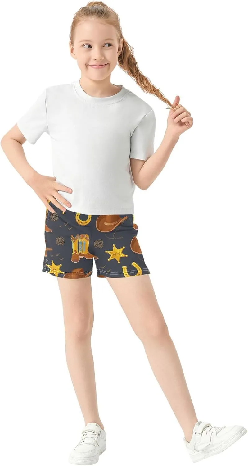 Girls Athletic Shorts Golden Horseshoe Summer Casual Girls Sports Shorts with Pockets for 7-15Y