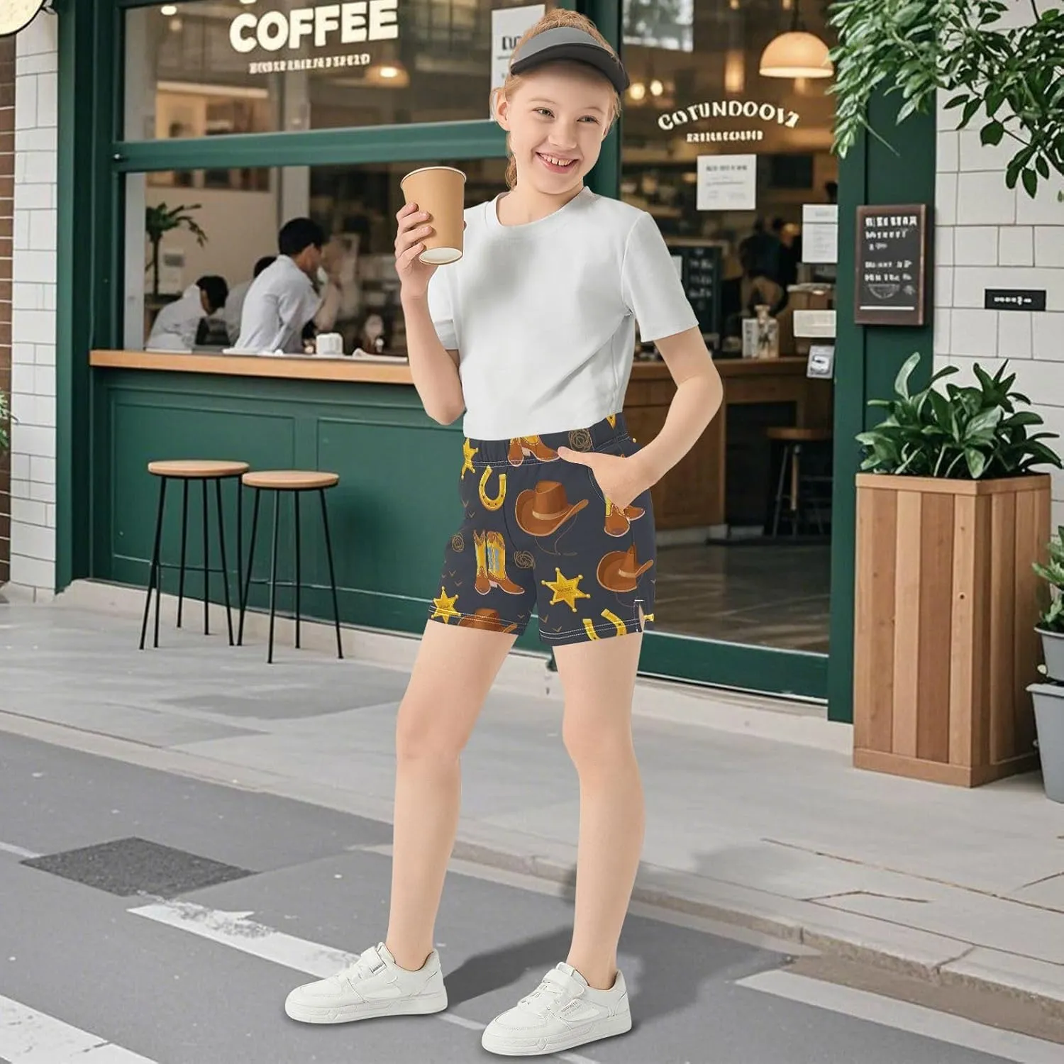 Girls Athletic Shorts Golden Horseshoe Summer Casual Girls Sports Shorts with Pockets for 7-15Y