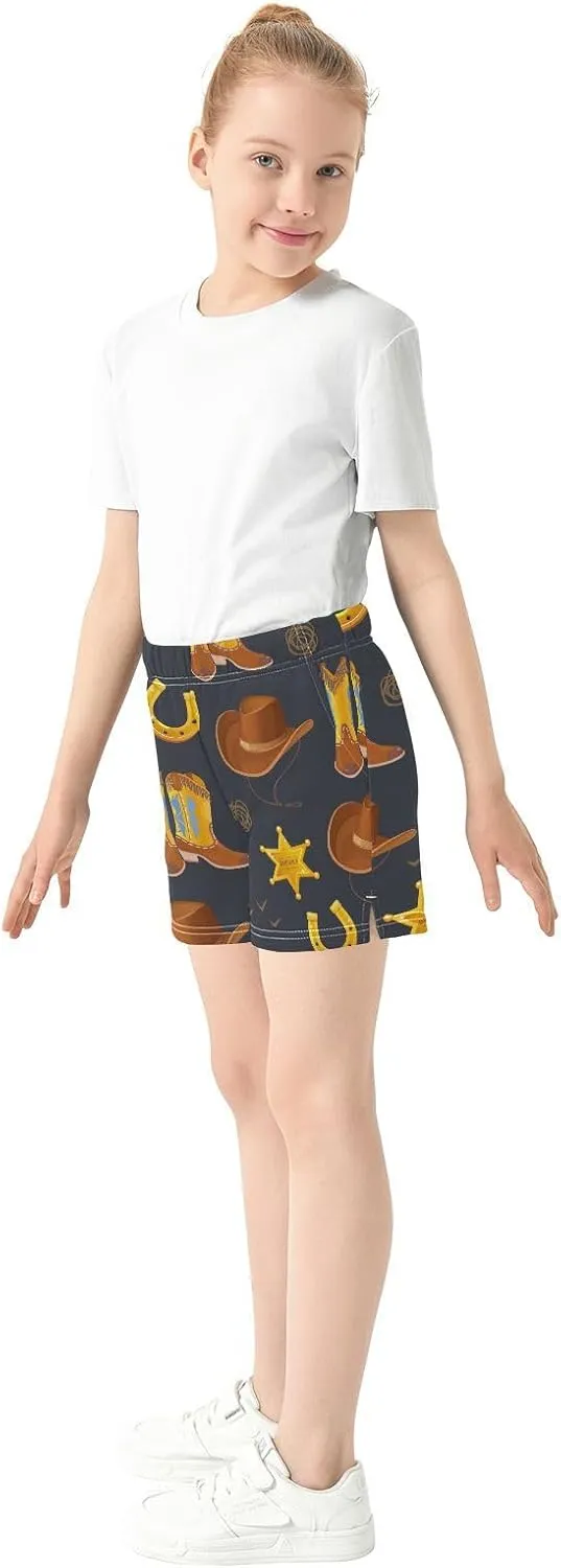 Girls Athletic Shorts Golden Horseshoe Summer Casual Girls Sports Shorts with Pockets for 7-15Y
