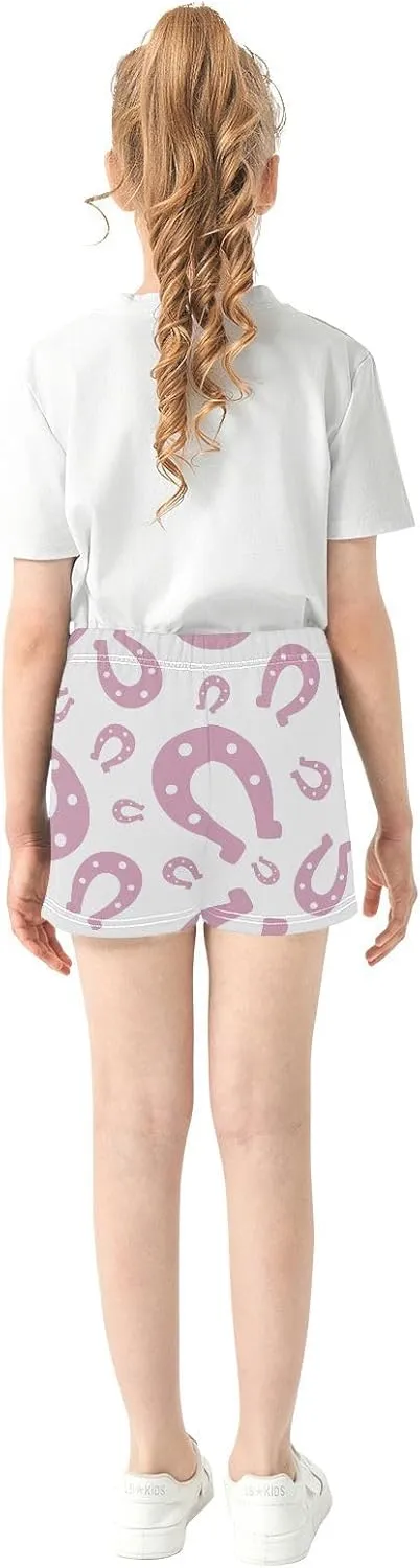 Girls Athletic Shorts Horseshoe Summer Casual Girls Sports Shorts with Pockets for 7-15Y