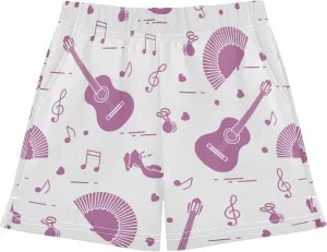 Girls Athletic Shorts Shoes Notes Guitars Summer Casual Girls Sports Shorts with Pockets for 7-15Y