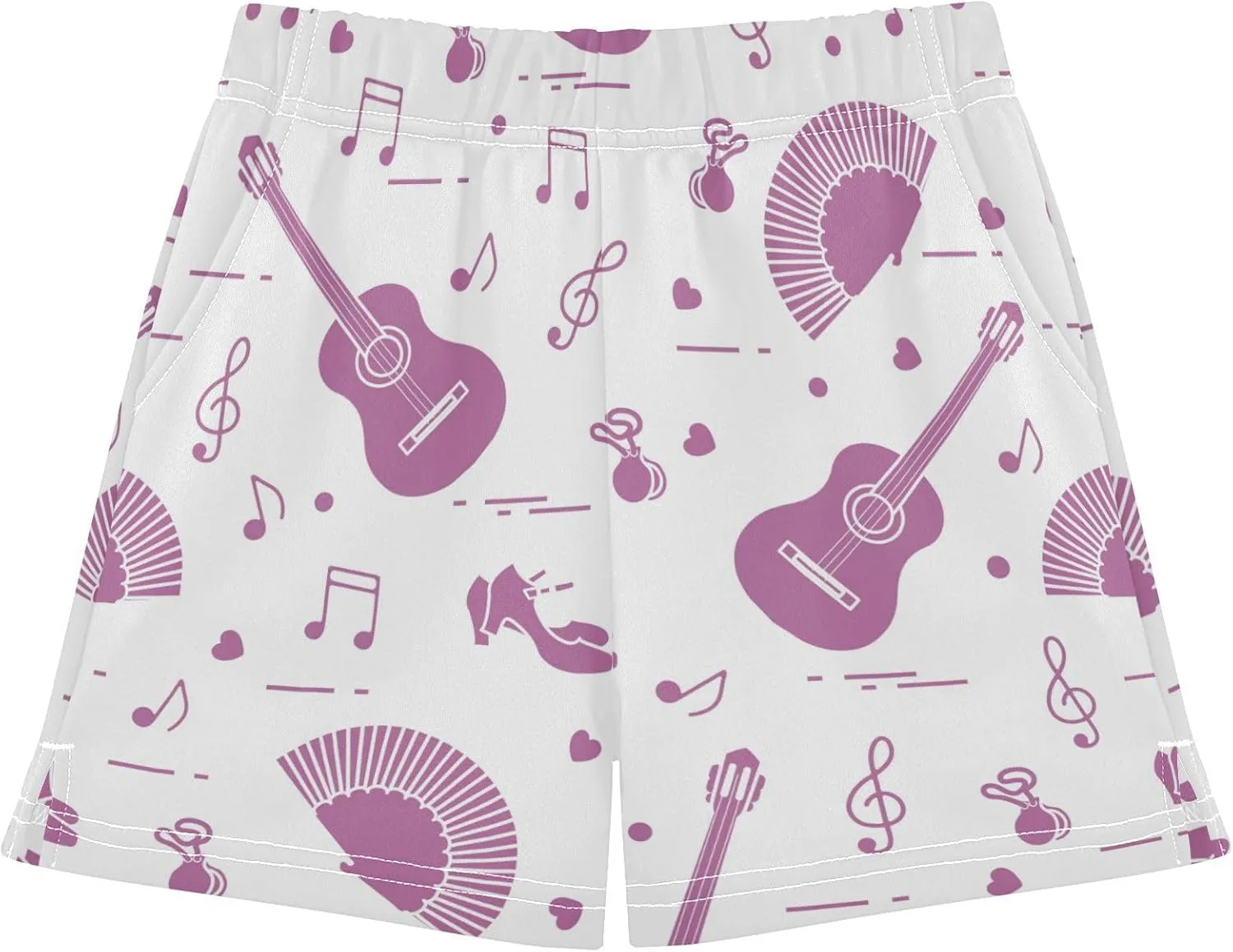 Girls Athletic Shorts Shoes Notes Guitars Summer Casual Girls Sports Shorts with Pockets for 7-15Y