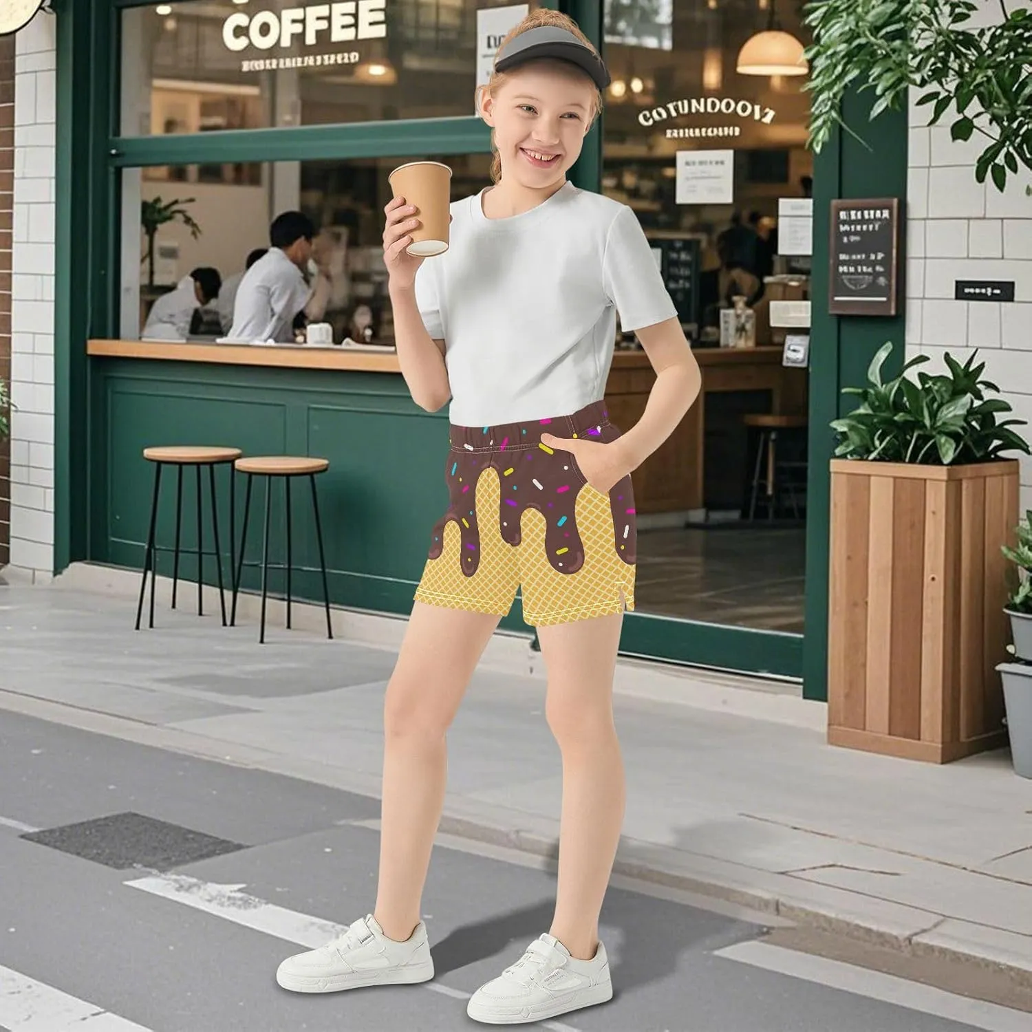 Girls Athletic Shorts Summer Casual Girls Sports Shorts with Pockets for 7-15Y