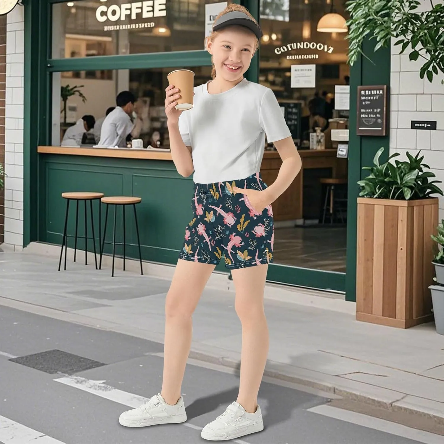 Girls Athletic Shorts Summer Casual Girls Sports Shorts with Pockets for 7-15Y
