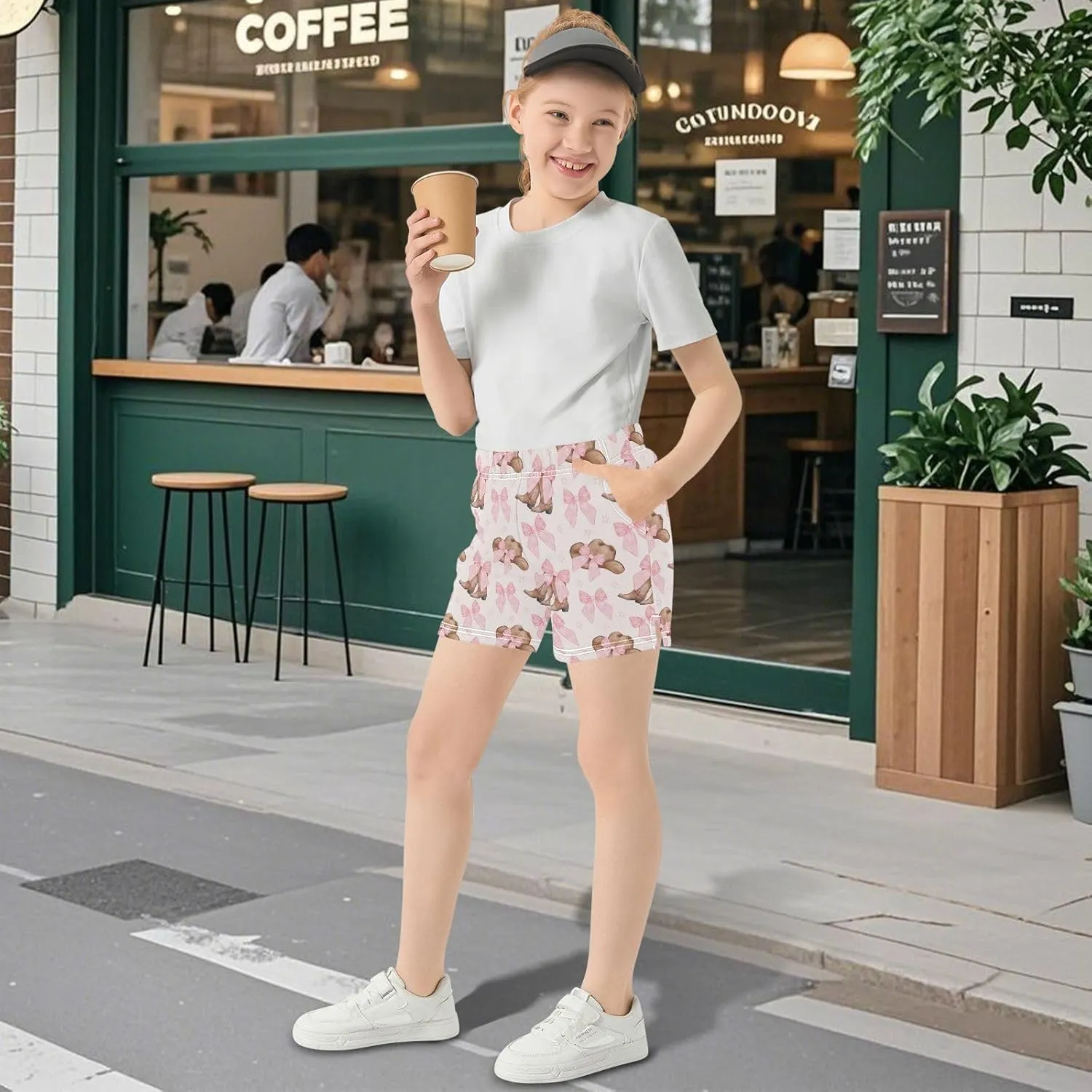 Girls Athletic Shorts Summer Casual Girls Sports Shorts with Pockets for 7-15Y