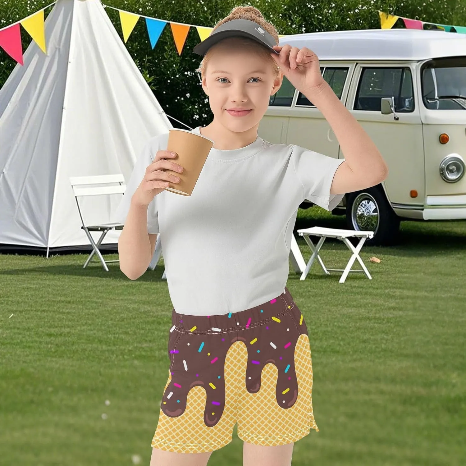 Girls Athletic Shorts Summer Casual Girls Sports Shorts with Pockets for 7-15Y