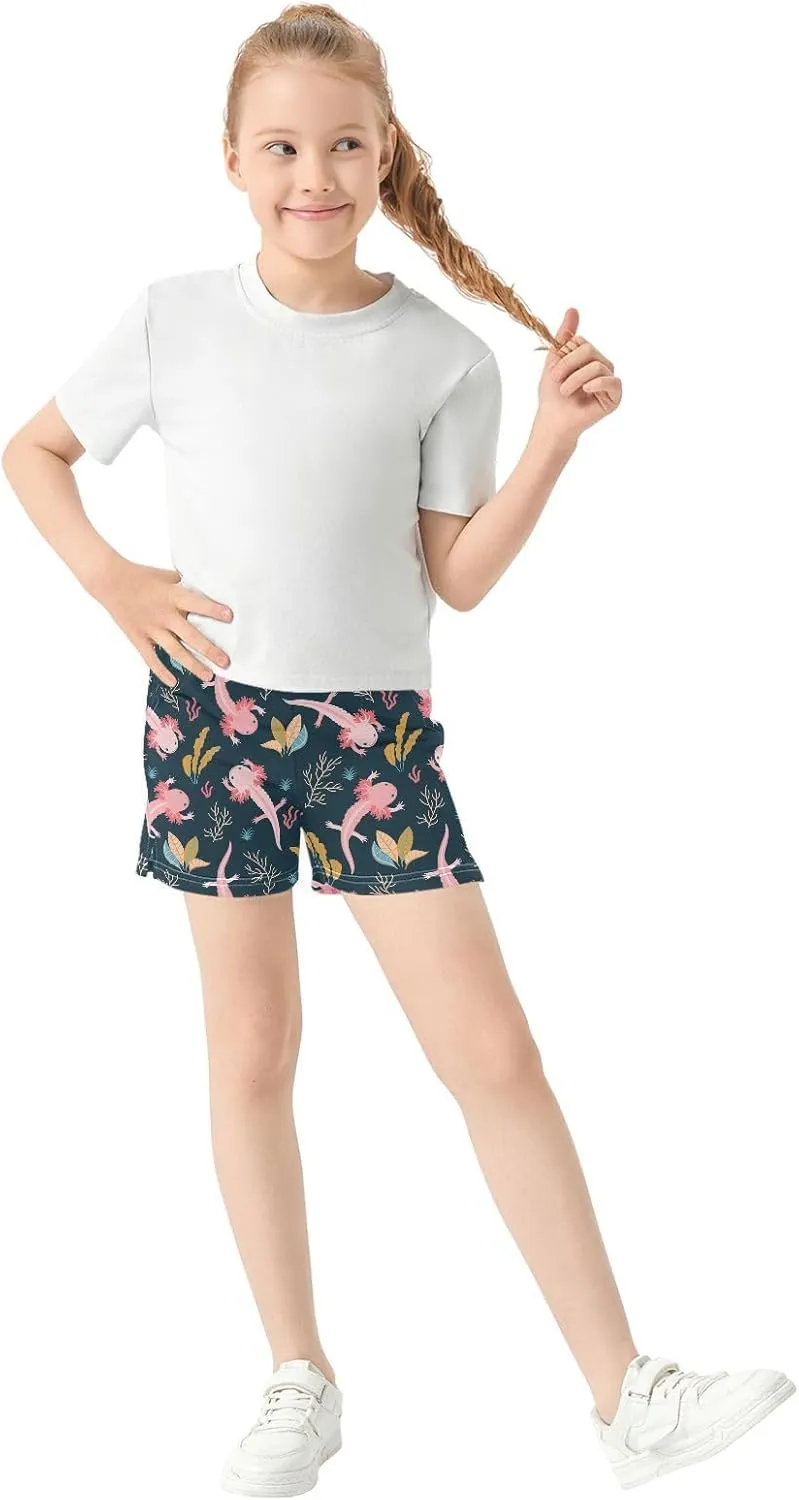 Girls Athletic Shorts Summer Casual Girls Sports Shorts with Pockets for 7-15Y