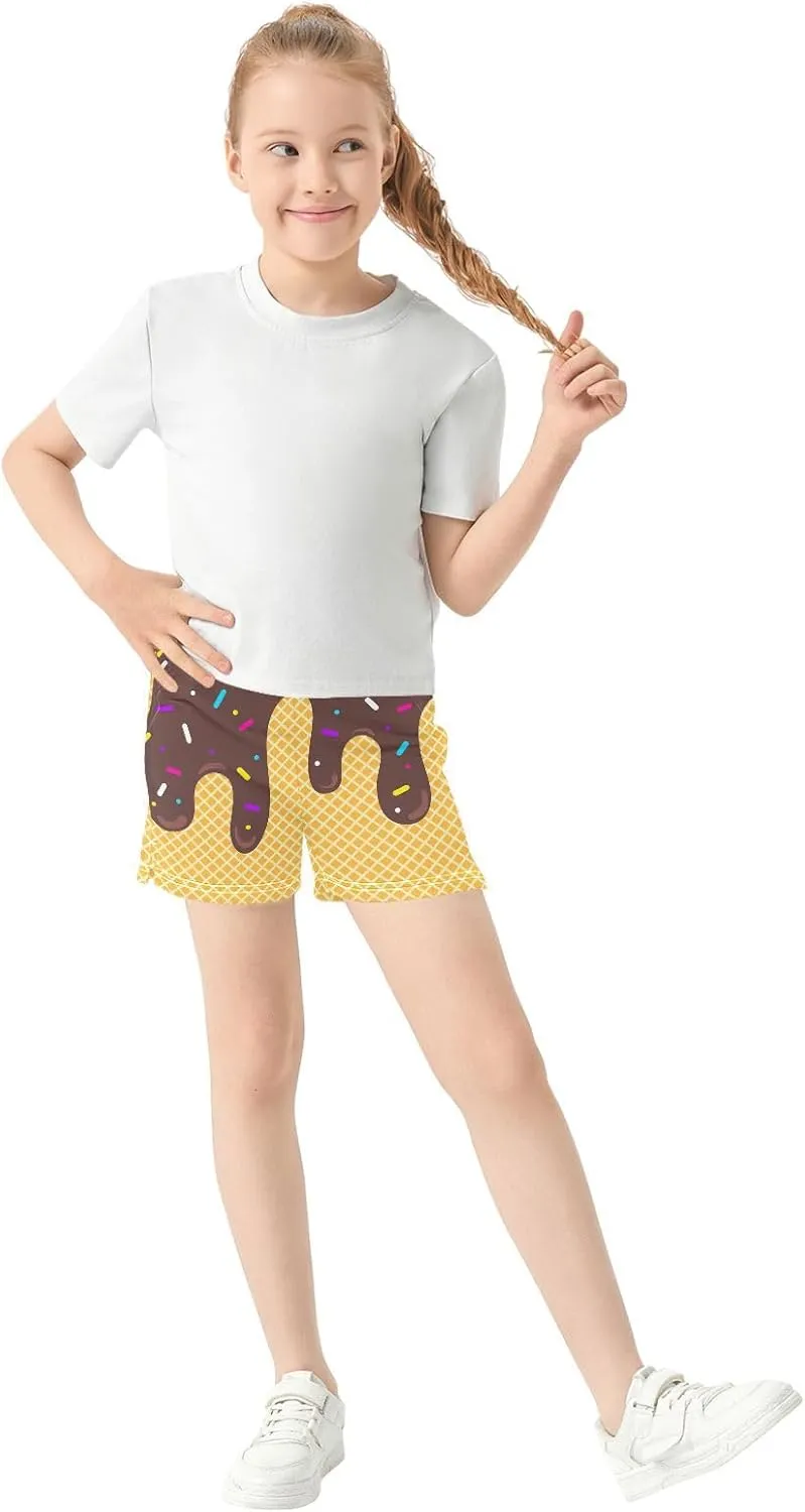 Girls Athletic Shorts Summer Casual Girls Sports Shorts with Pockets for 7-15Y