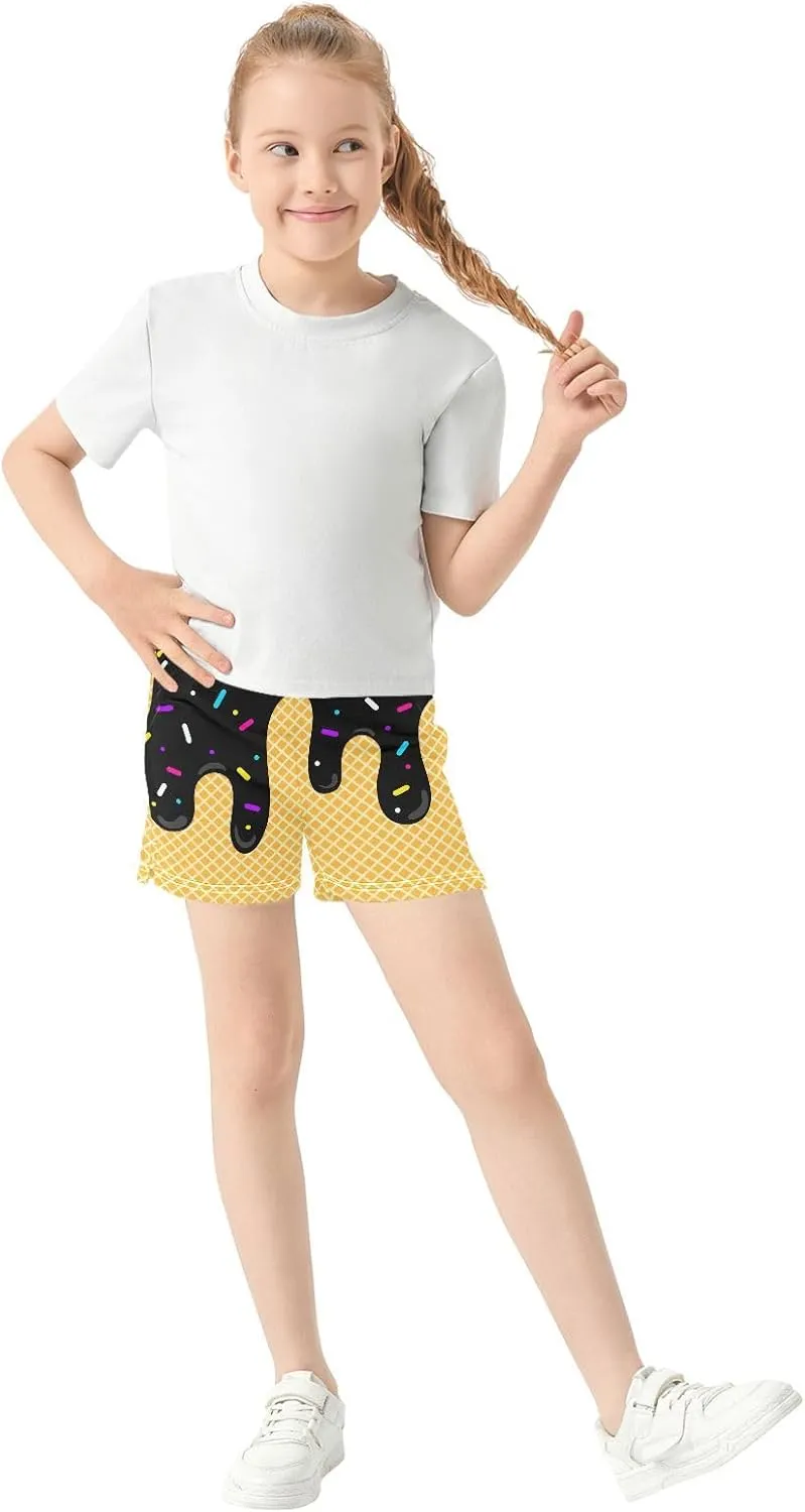Girls Athletic Shorts Summer Casual Girls Sports Shorts with Pockets for 7-15Y