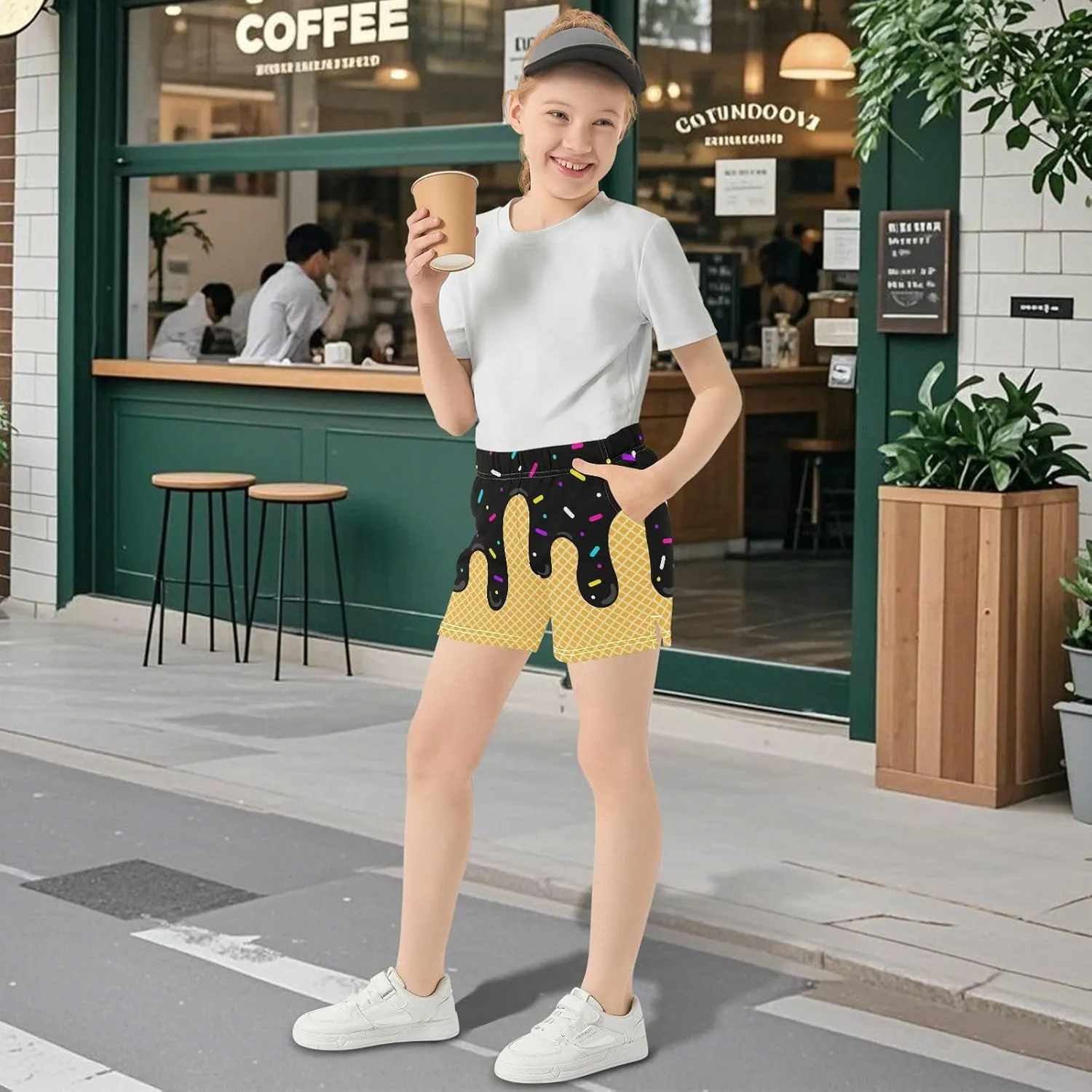 Girls Athletic Shorts Summer Casual Girls Sports Shorts with Pockets for 7-15Y