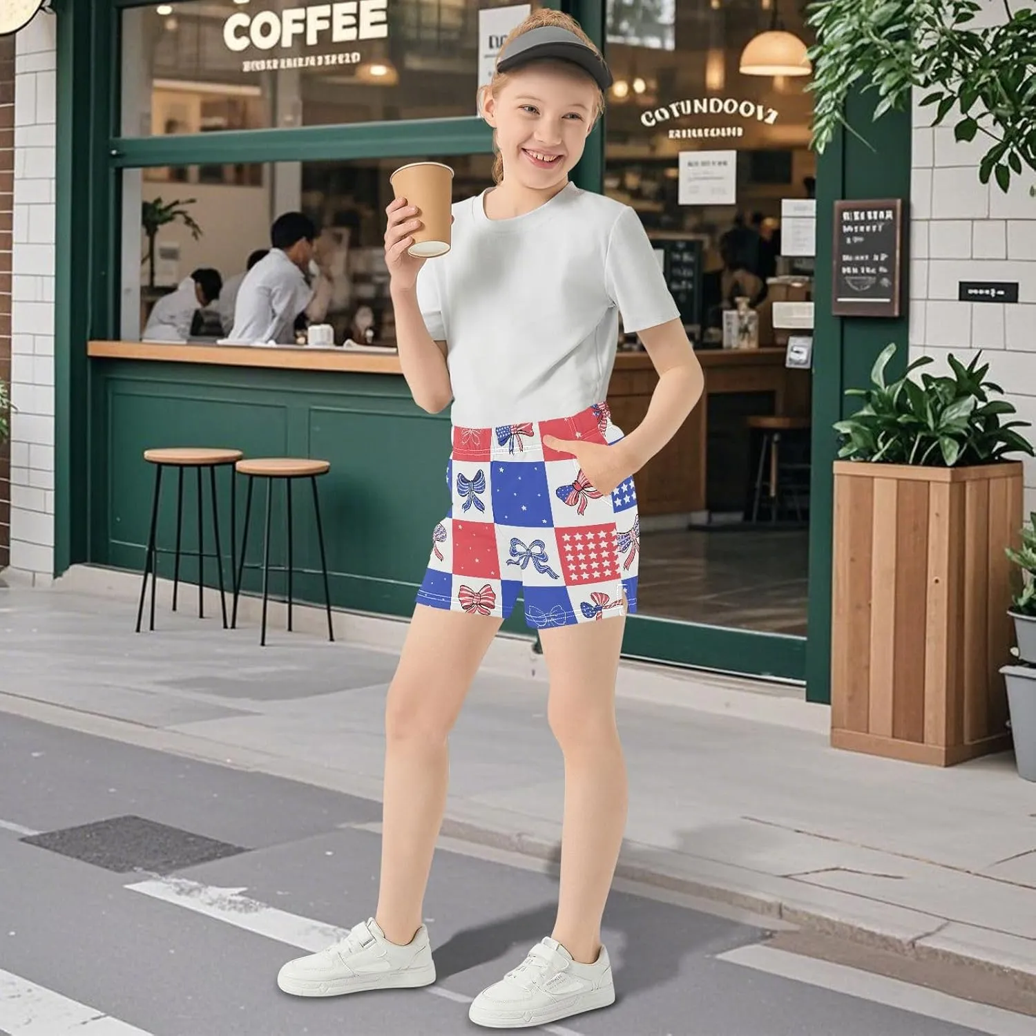 Girls Athletic Shorts Summer Elastic Casual Shorts with Pockets Kids Bottom Sports for Girls 7-15Y
