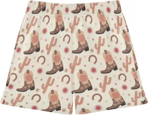 Girls Athletic Shorts Western Boots Cactus Summer Casual Girls Sports Shorts with Pockets for 7-15Y