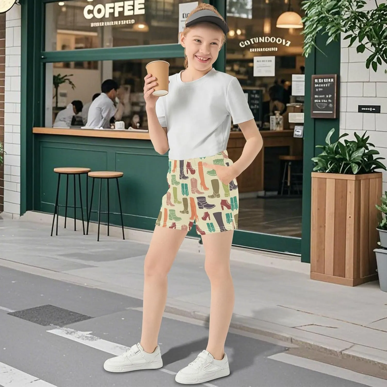 Girls Athletic Shorts Womens Shoes Boots Summer Casual Girls Sports Shorts with Pockets for 7-15Y