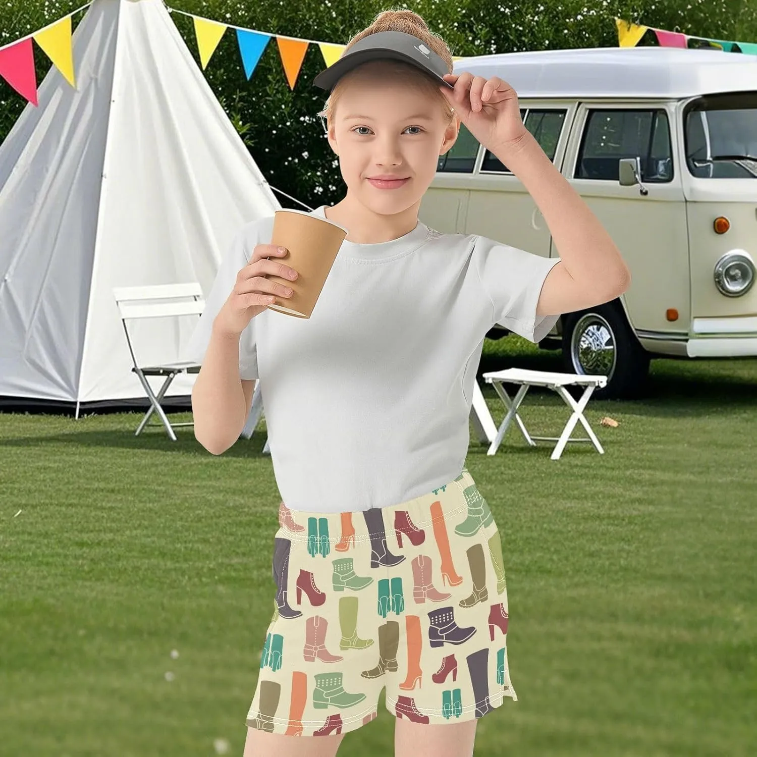 Girls Athletic Shorts Womens Shoes Boots Summer Casual Girls Sports Shorts with Pockets for 7-15Y