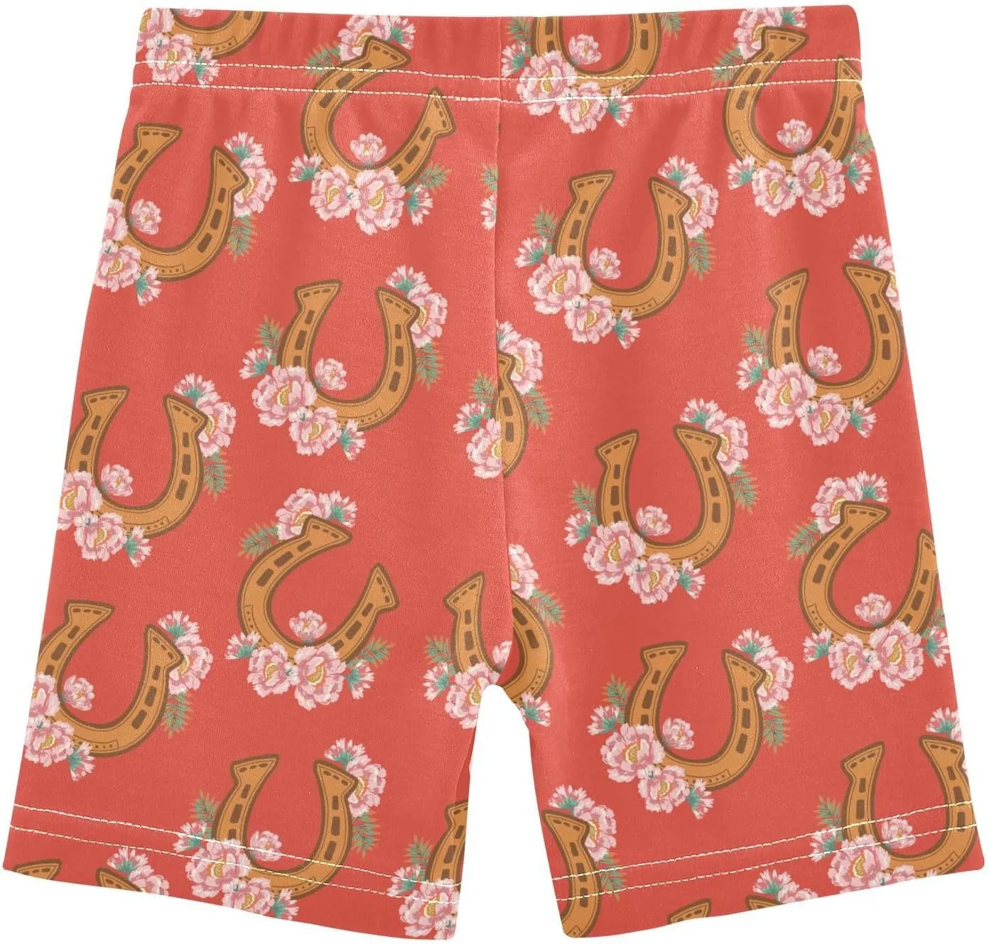 Girls' Bike Shorts Cute Horseshoe Flower Pattern Soft Cotton Leggings Shorts for Kids Summer Clothes 4-10 Years