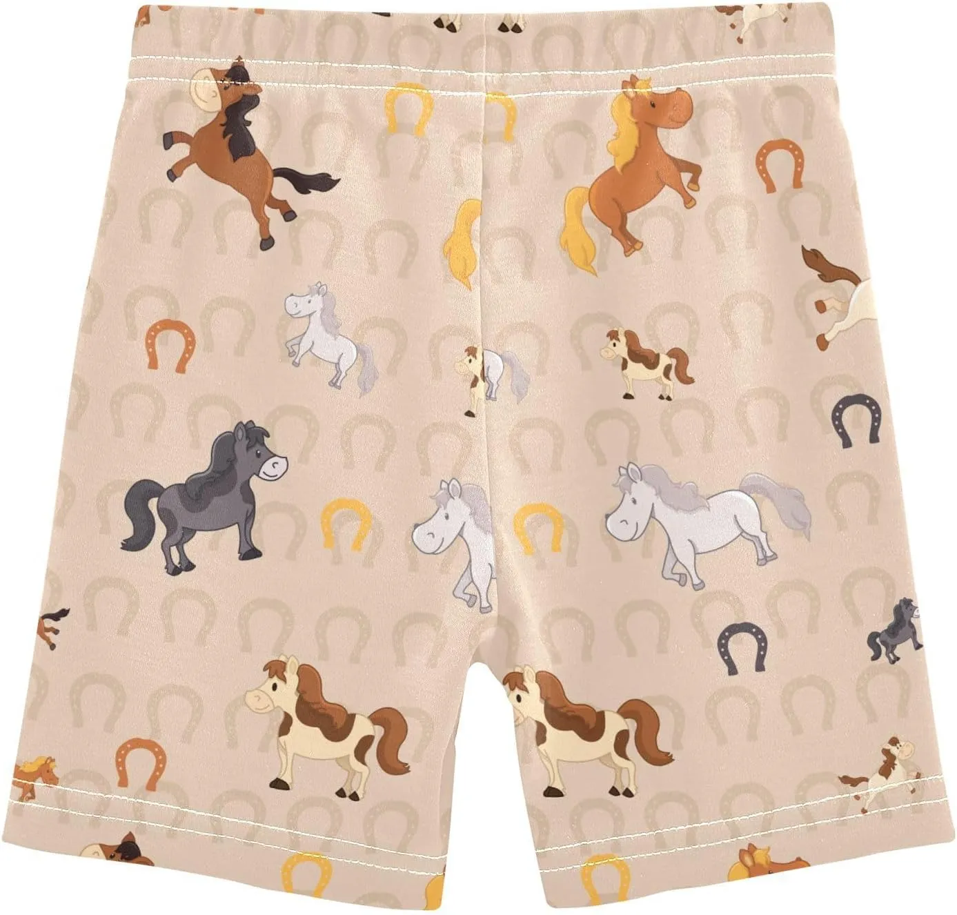 Girls' Bike Shorts Horse Horseshoe Animal Soft Breathable Cotton Leggings Shorts for Kids Summer Clothes 4-10 Years