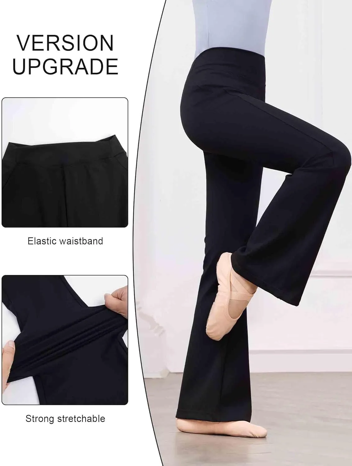 Girls Boot Cut Pants Athletic Flare Leggings for Yoga, Ballet, Dance, Gymnastics, Workout, Running, Jazz 4-13 Years