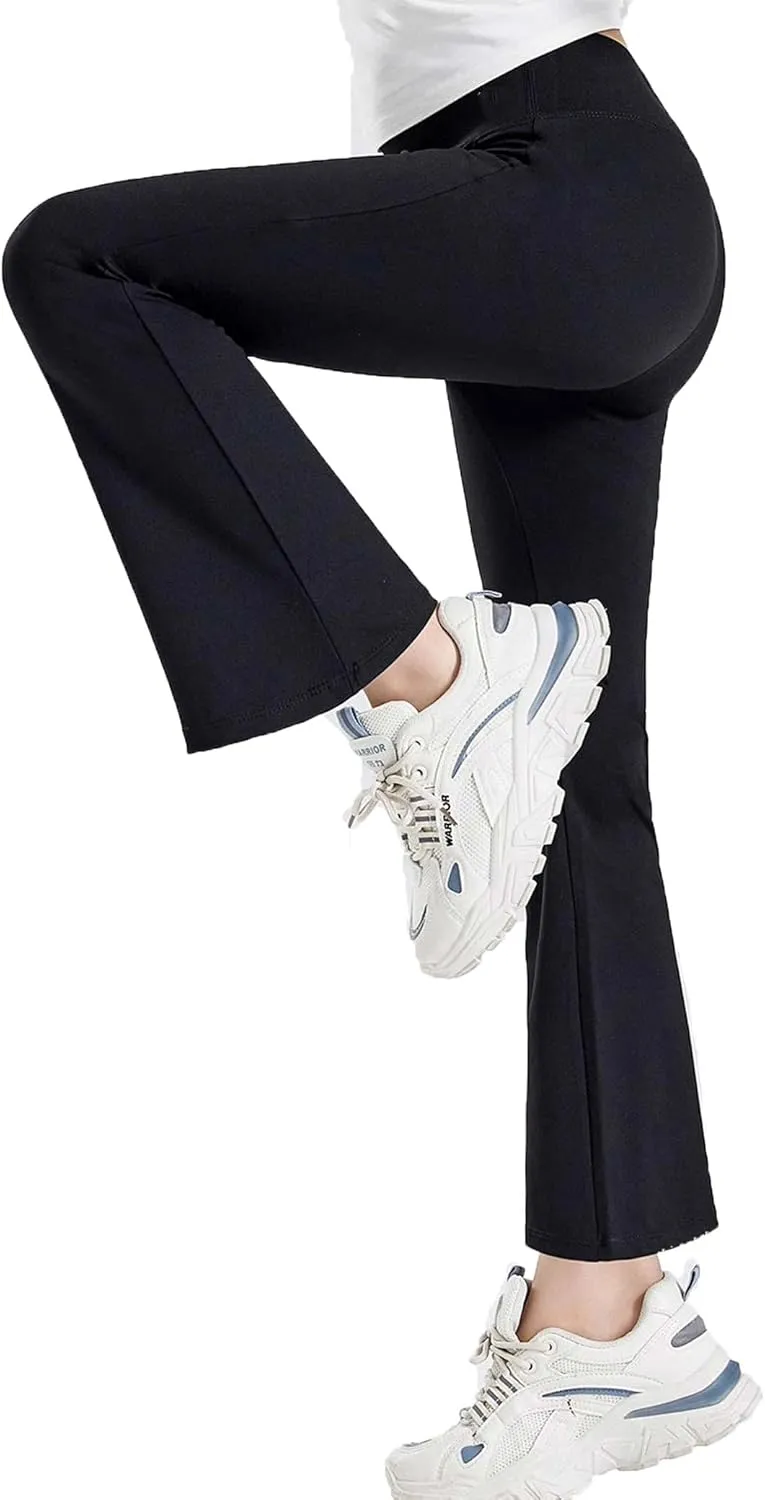 Girls Boot Cut Pants Athletic Flare Leggings for Yoga, Ballet, Dance, Gymnastics, Workout, Running, Jazz 4-13 Years