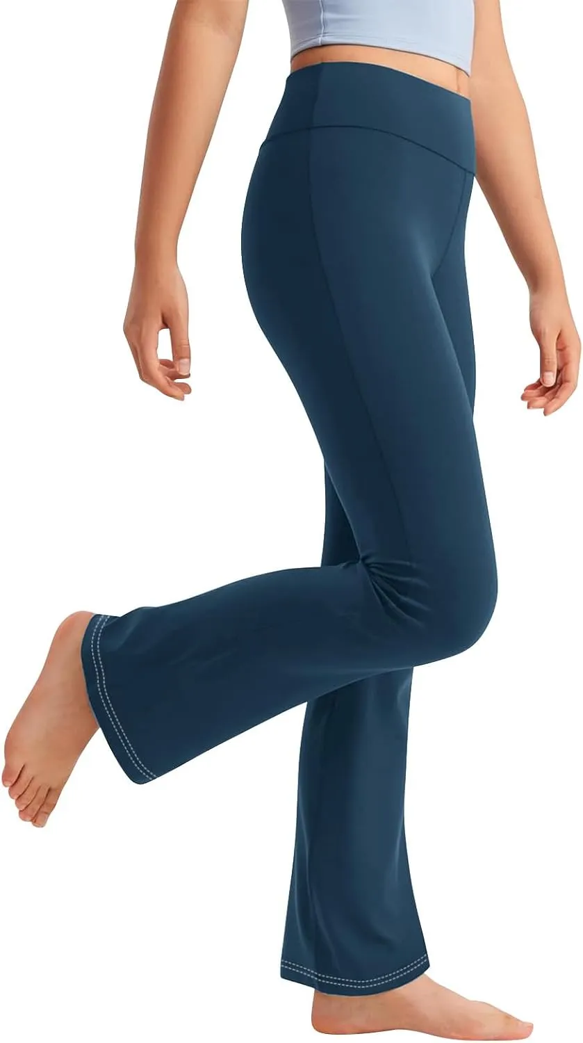 Girl's Bootcut Leggings Kids Stretch High Waisted Flare Yoga Pants Girls Workout Bell Bottoms Leggings Full Length
