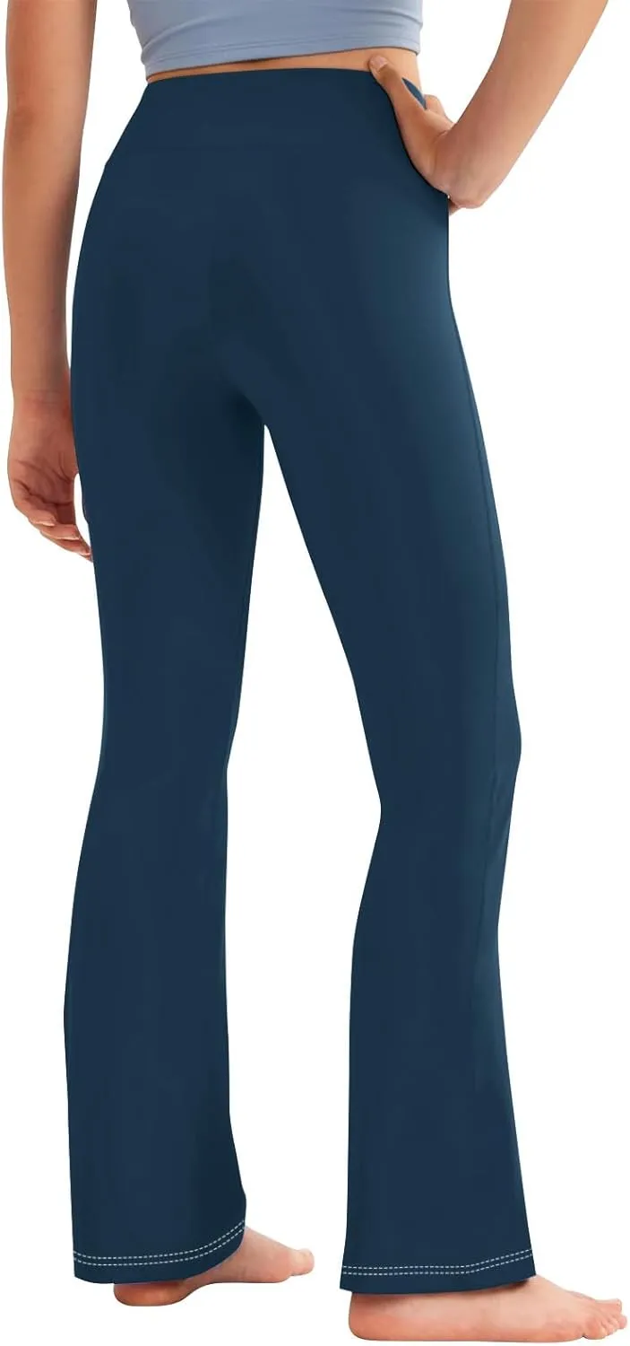 Girl's Bootcut Leggings Kids Stretch High Waisted Flare Yoga Pants Girls Workout Bell Bottoms Leggings Full Length