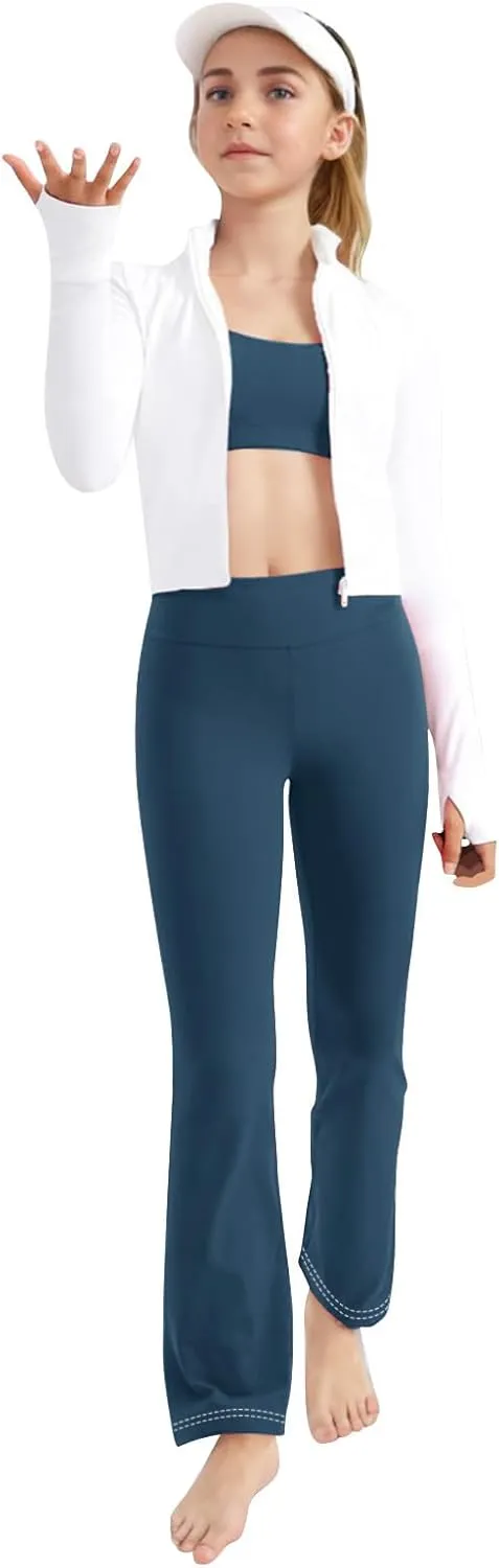 Girl's Bootcut Leggings Kids Stretch High Waisted Flare Yoga Pants Girls Workout Bell Bottoms Leggings Full Length
